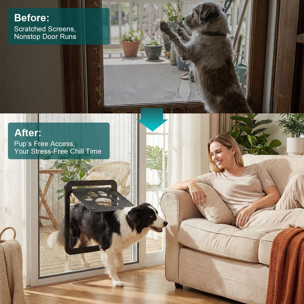 Ownpets puerta malla con cierre magnético, evita insectos al pasar.