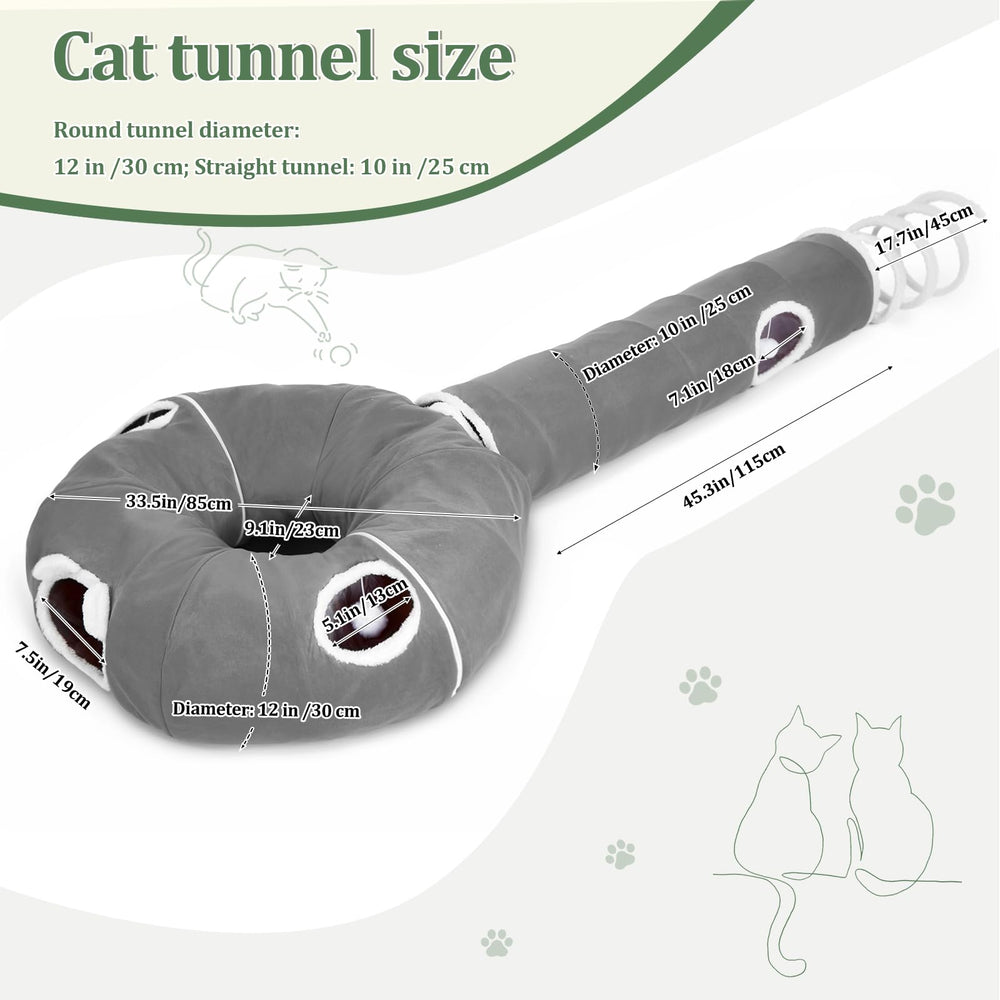 Ownpets tunel 2 en 1 gris, puede convertirse en cueva acogedora.