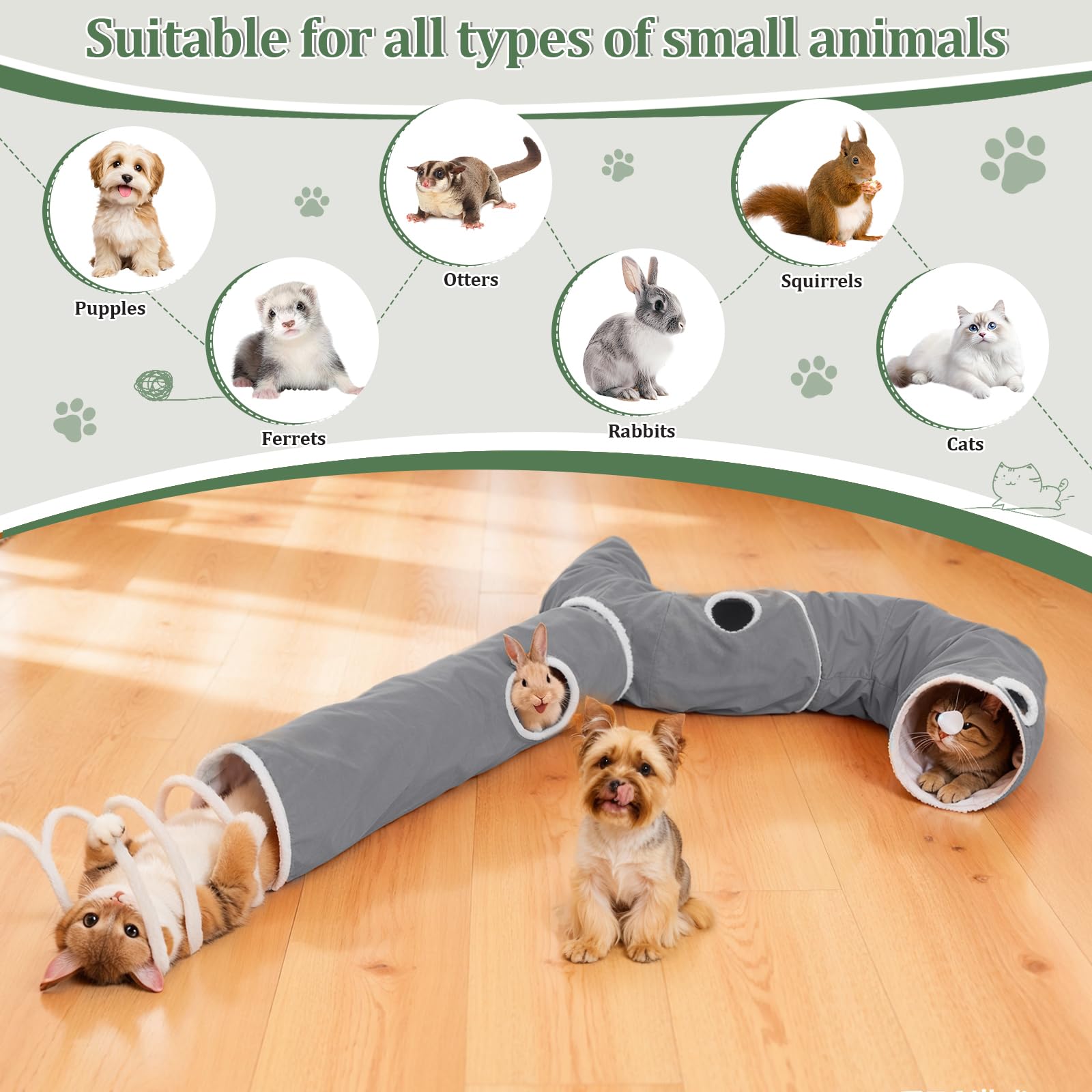 Ownpets tunel gris ofrece espacio amplio para varias mascotas.