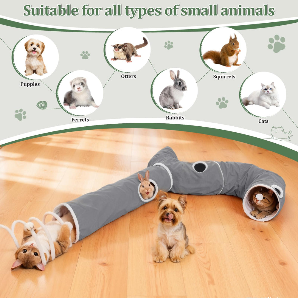 Ownpets tunel gris ofrece espacio amplio para varias mascotas.