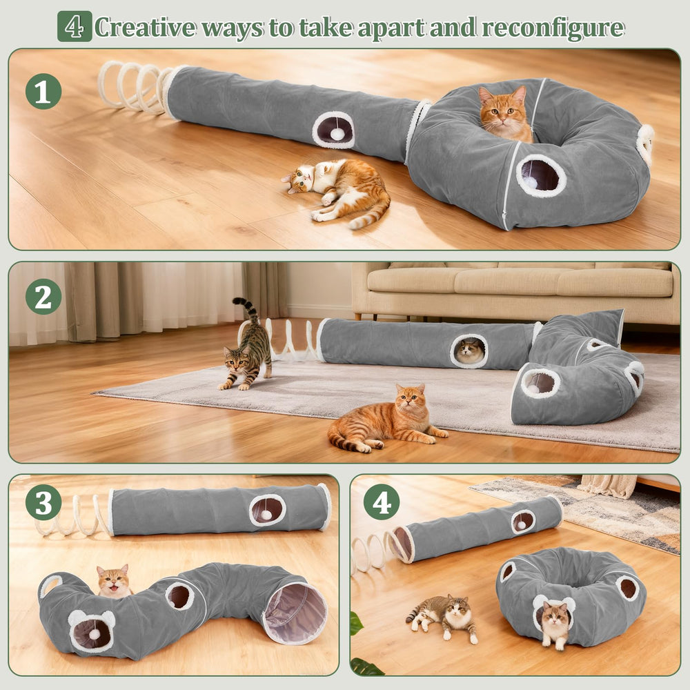 Ownpets tunel espiral gris, diseño estimulante para ejercicio y diversión.