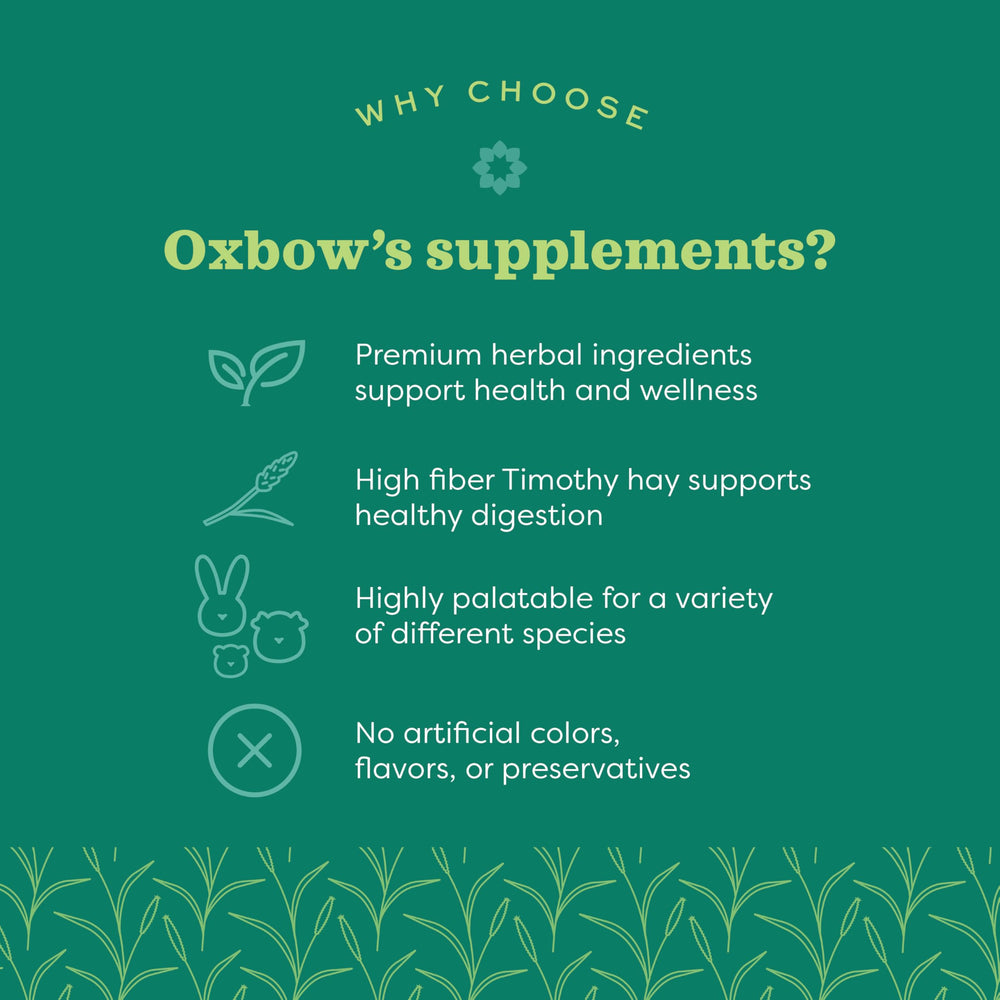 Oxbow: bardana con antioxidantes para piel saludable y pelaje brillante.