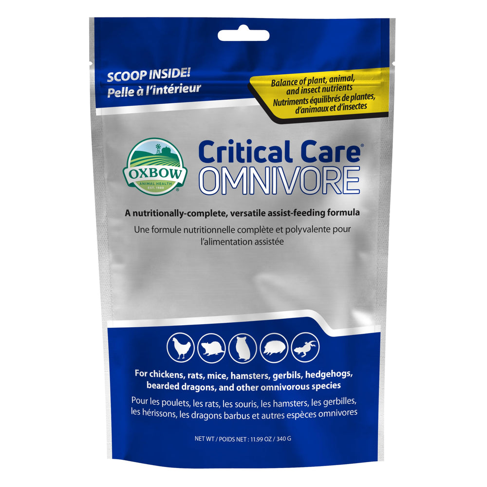Oxbow Critical Care Omnivore, bolsa de 340 g, apoyo nutricional para convalecencia.