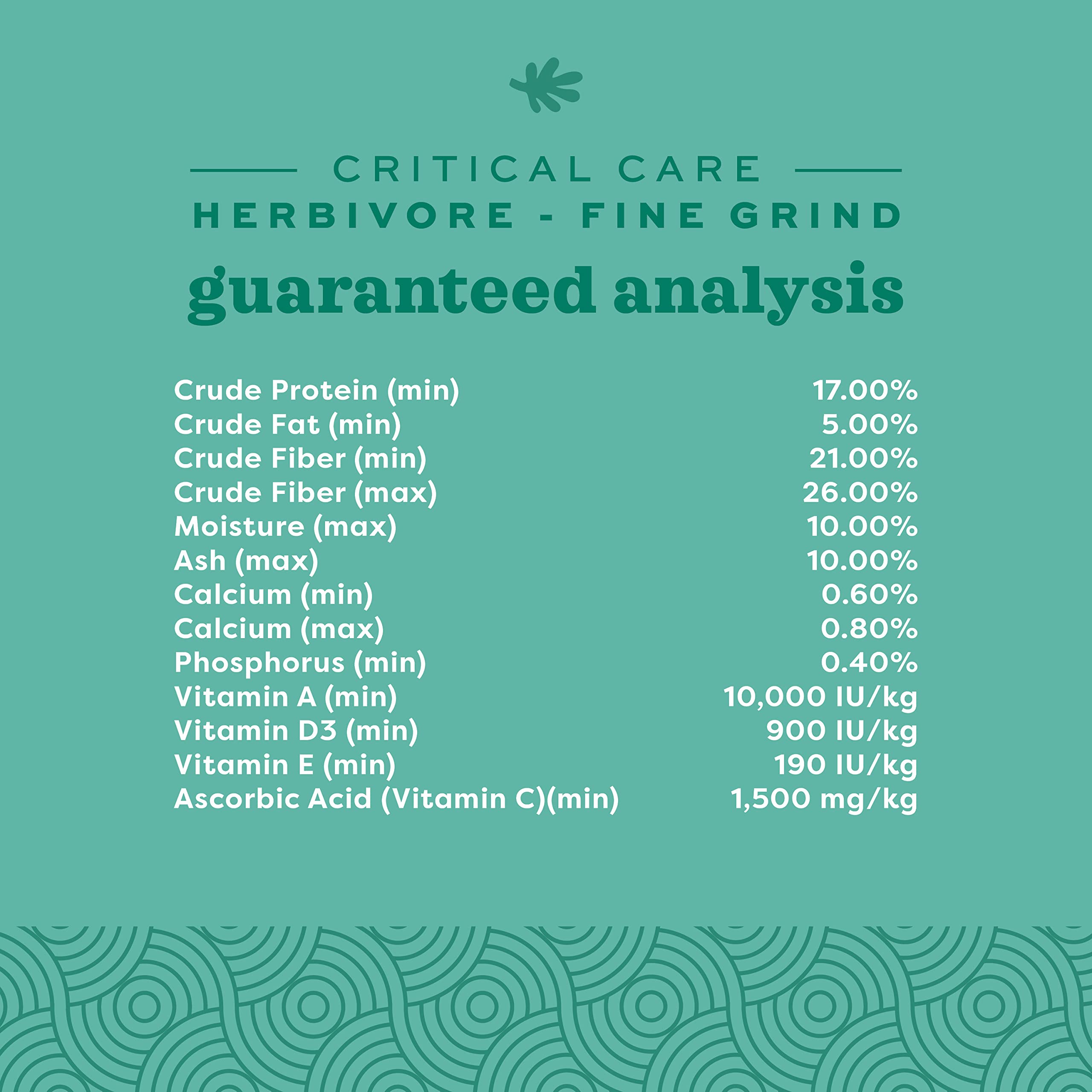 Oxbow Cuidados Criticos para Herbivoros, sabor papaya, facilita aceptacion durante la alimentacion de emergencia.
