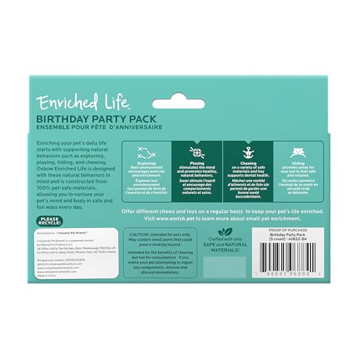 Oxbow Enriched Life Birthday Pack: juguetes para hamster que promueven juego y exploración.