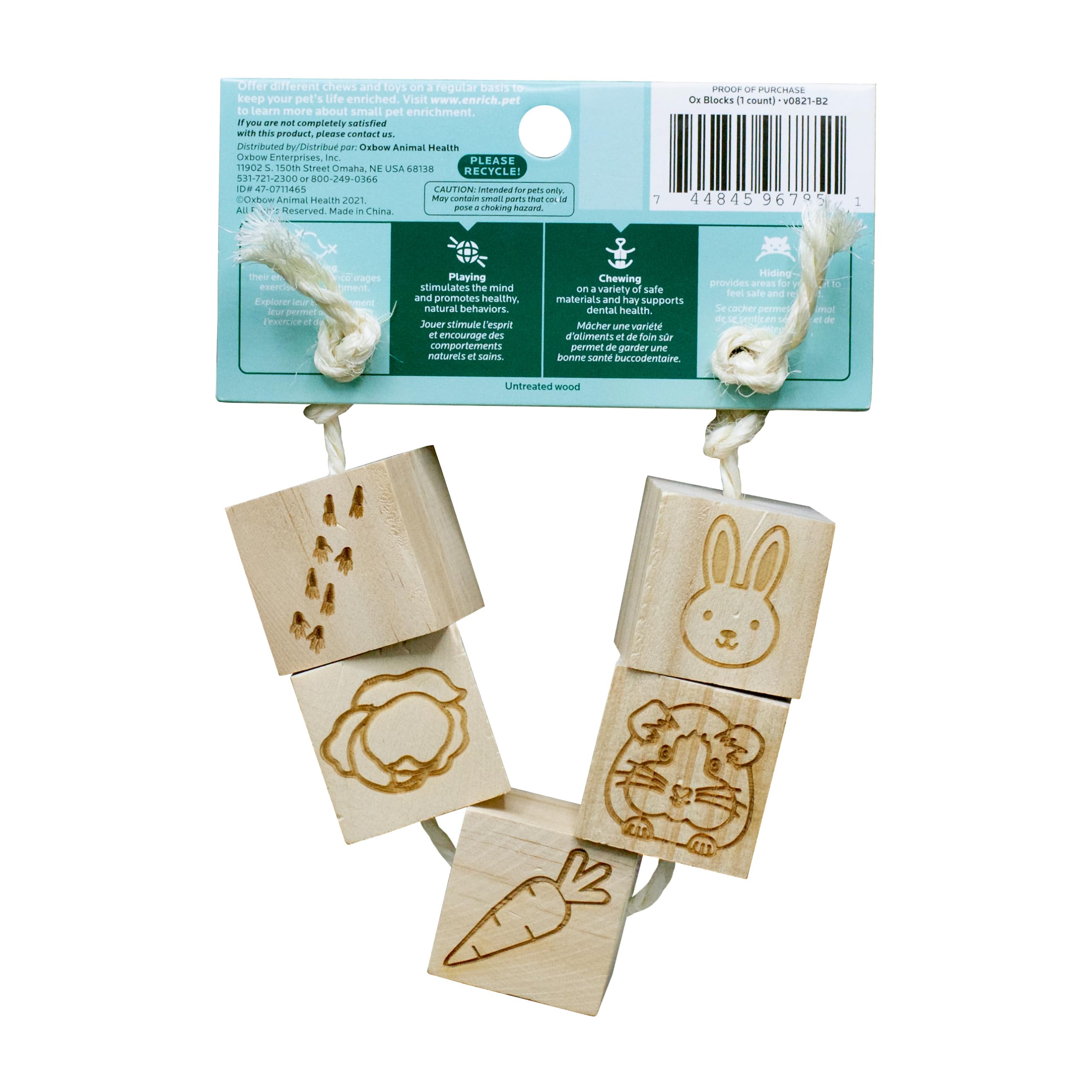 Oxbow Ox Blocks juego apilable: estimula exploración y actividad diaria.