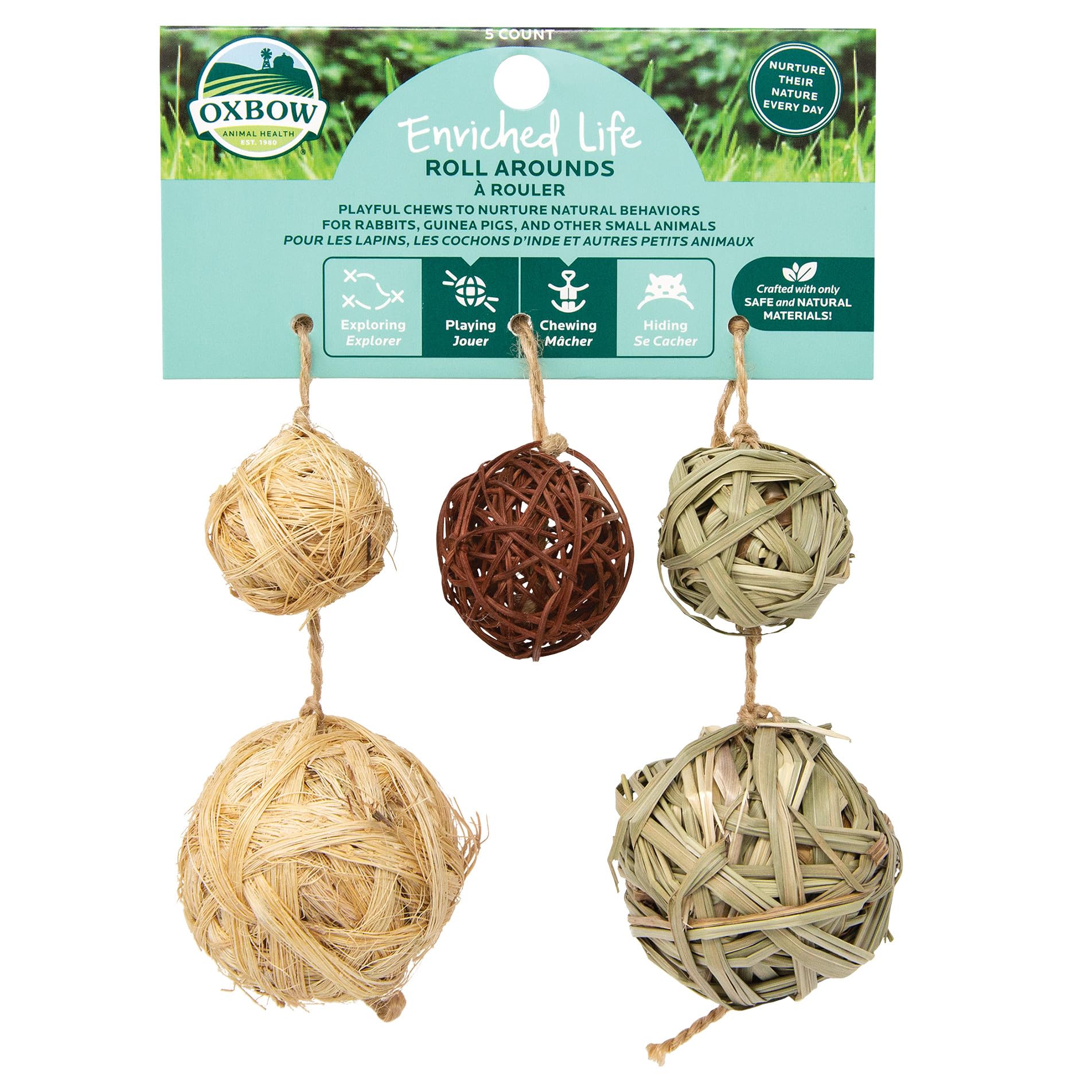 Oxbow Enriched Life Roll Arounds: conejo jugando, promueve exploración y enriquecimiento