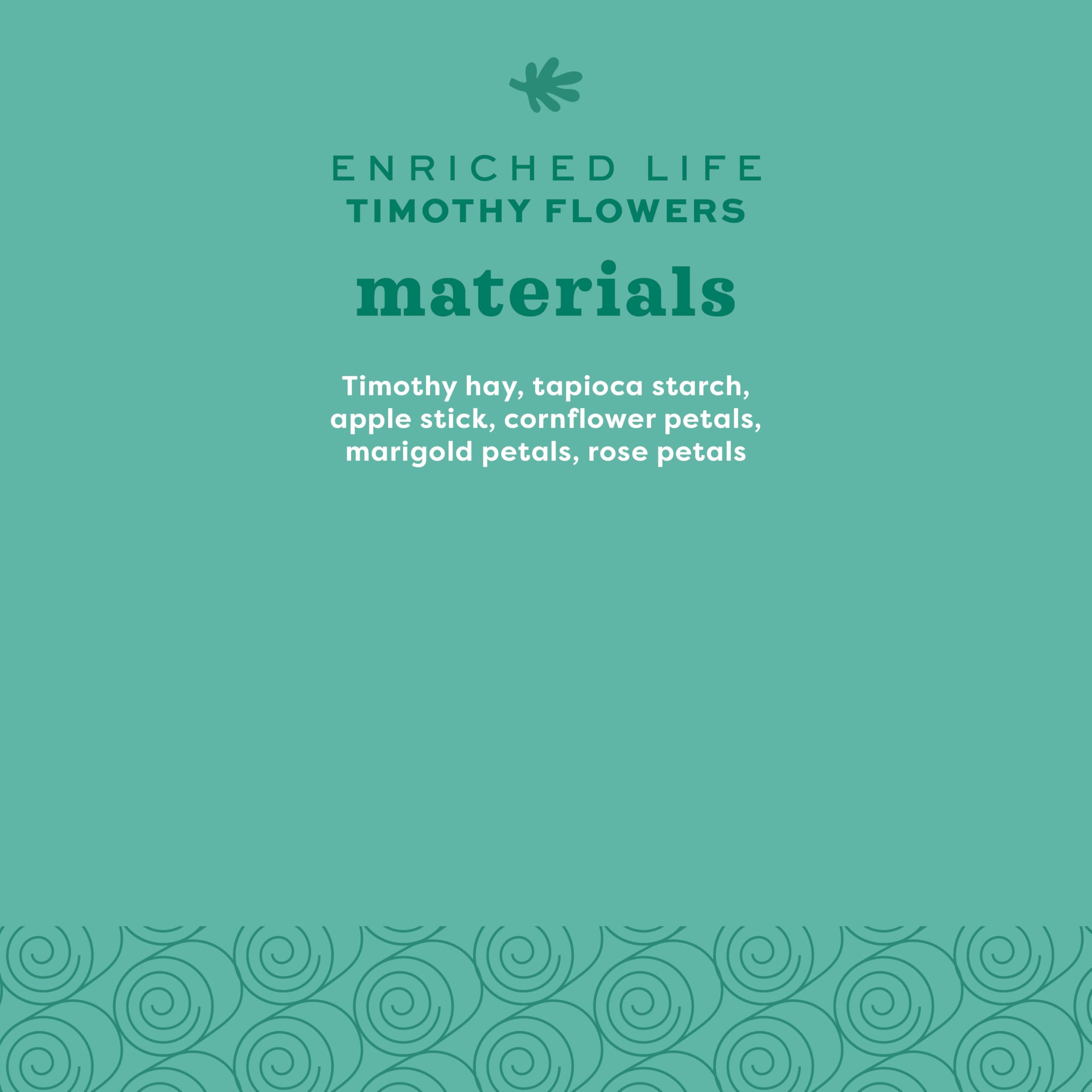 Oxbow Enriched Life Timothy Flowers, flor de heno que facilita desgaste dental natural.