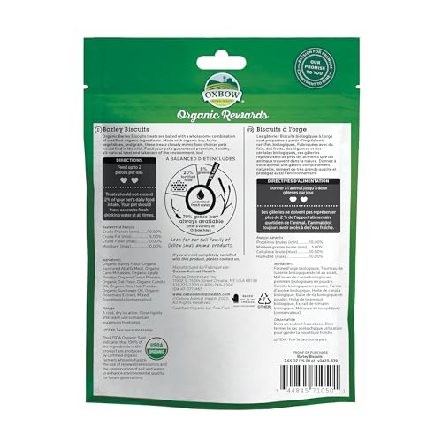 Oxbow galletas de cebada para cobayas, sabor natural y tentempié diario.