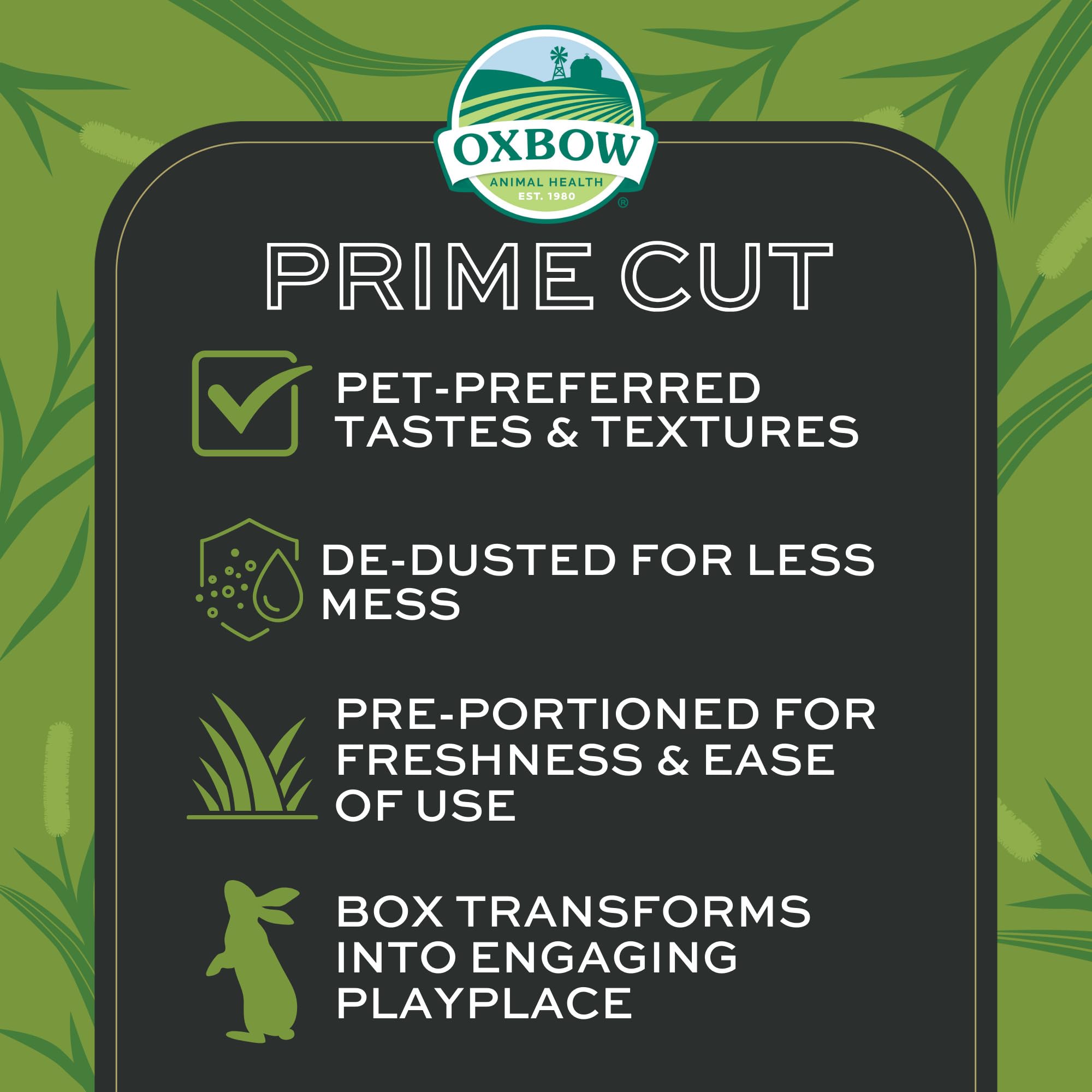 Oxbow Prime Cut Timothy Hay, cultivado-por-agricultores-expertos garantiza calidad constante