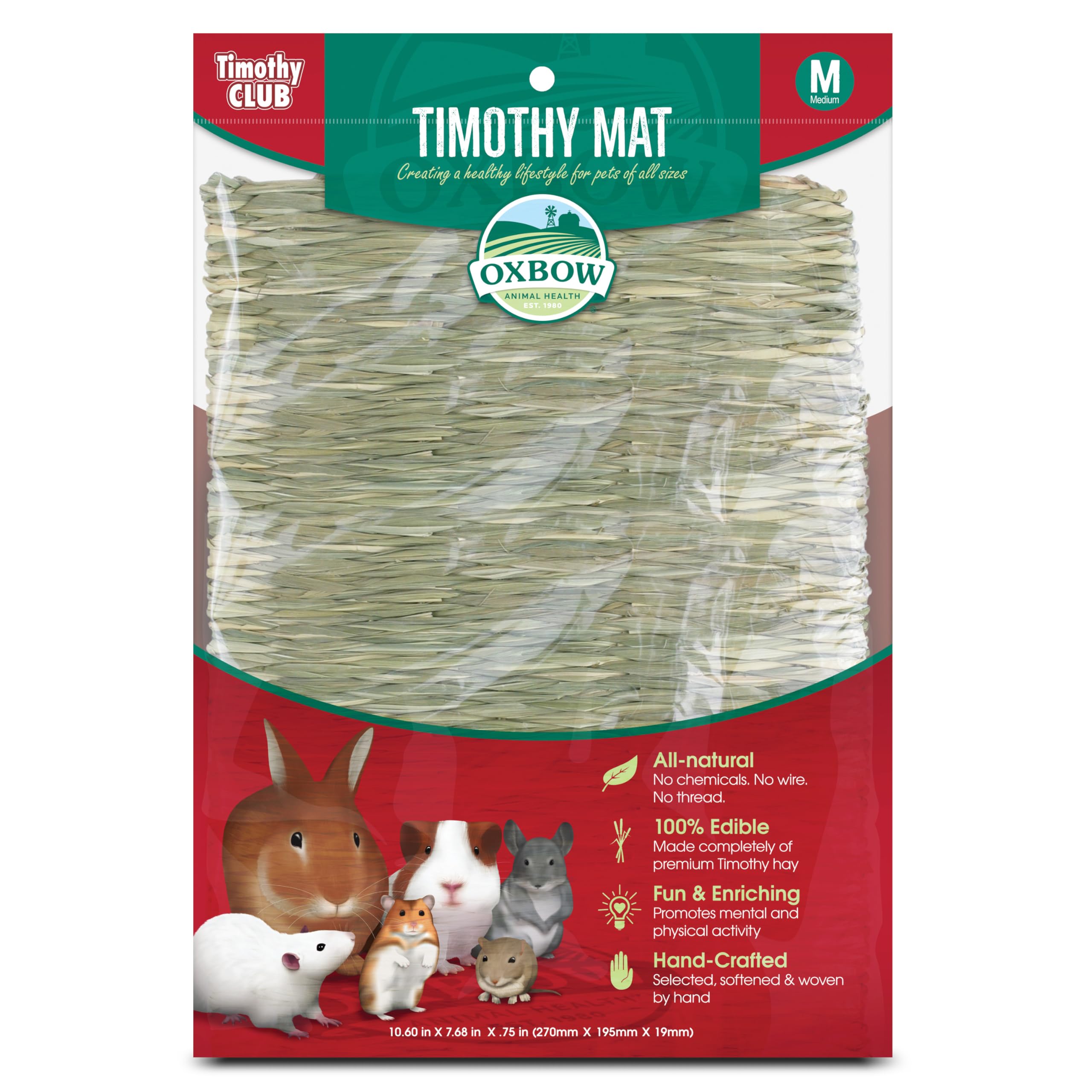 Oxbow Timothy Hay Mat, textura natural para masticar y descansar seguro