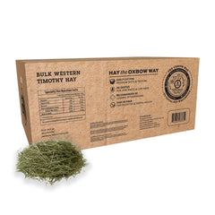 Oxbow Timothy Hay en saco de 20 lb, ideal para conejos y cobayas, con aroma natural.