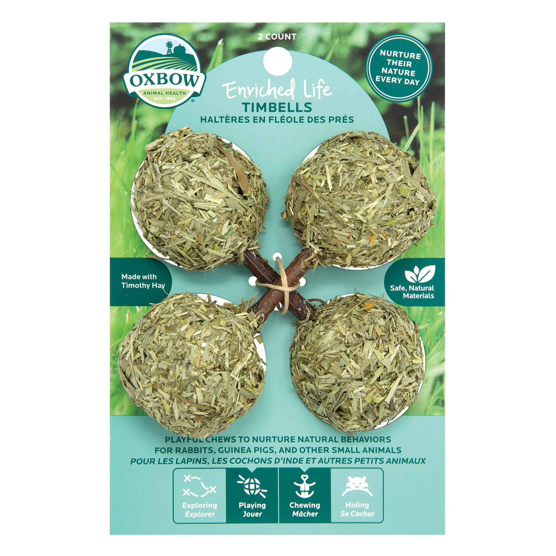 Timbells Oxbow Vida Enriquecida, bola de heno para roer y jugar.