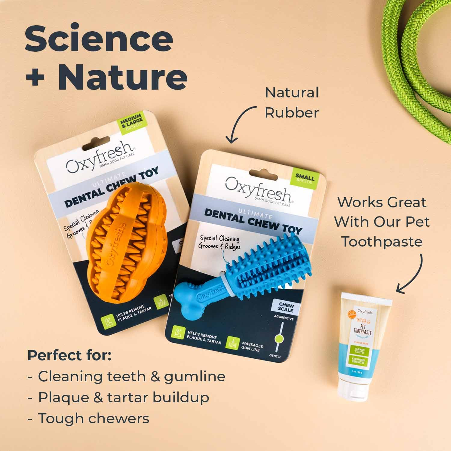 Oxyfresh juguete dental para perros, apto para cachorros y perros adultos