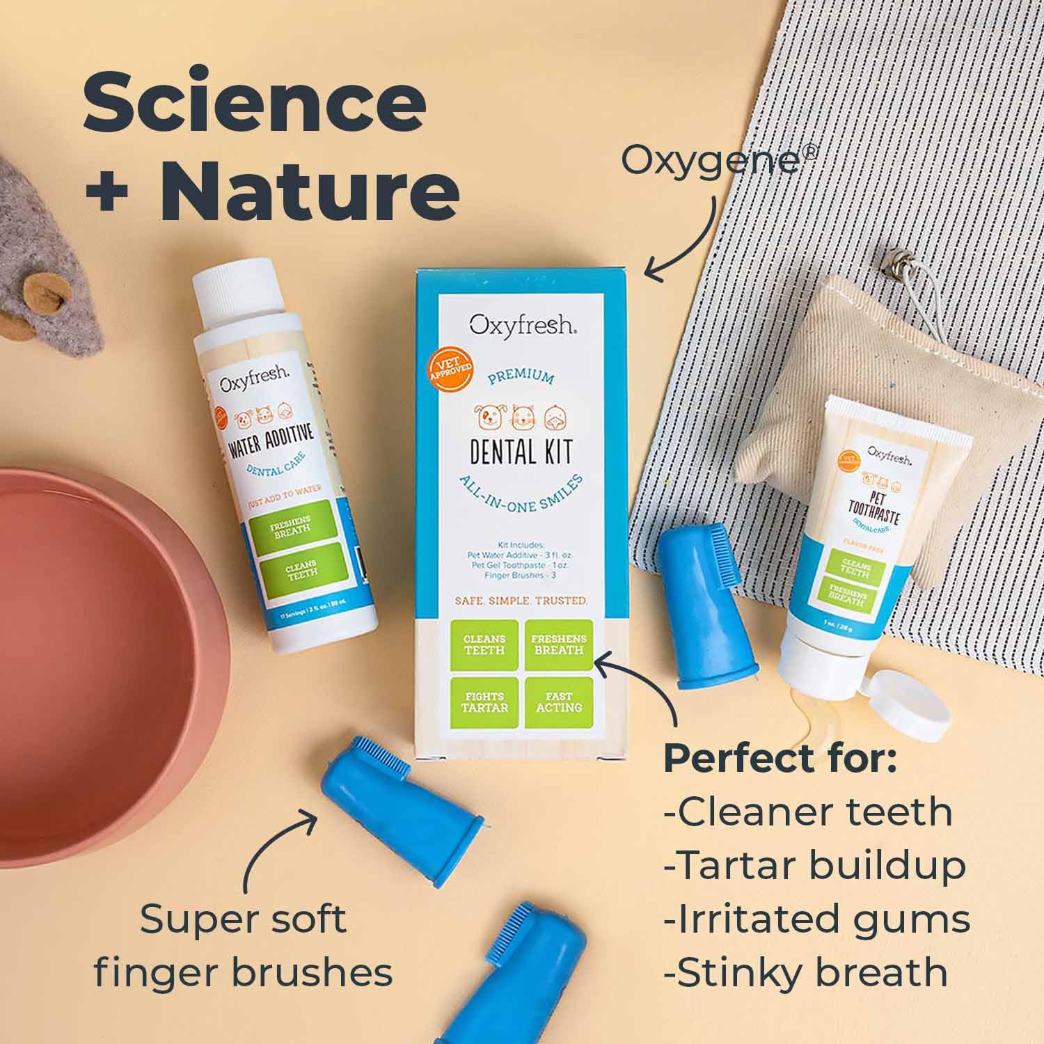 Kit dental completo Oxyfresh para cuidado en casa.