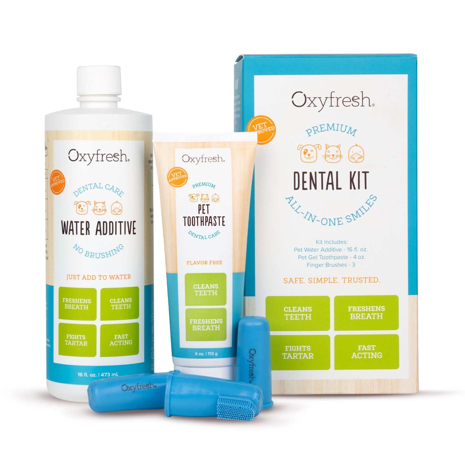 Oxyfresh Kit dental para mascotas con pasta dental limpia dientes y aliento.