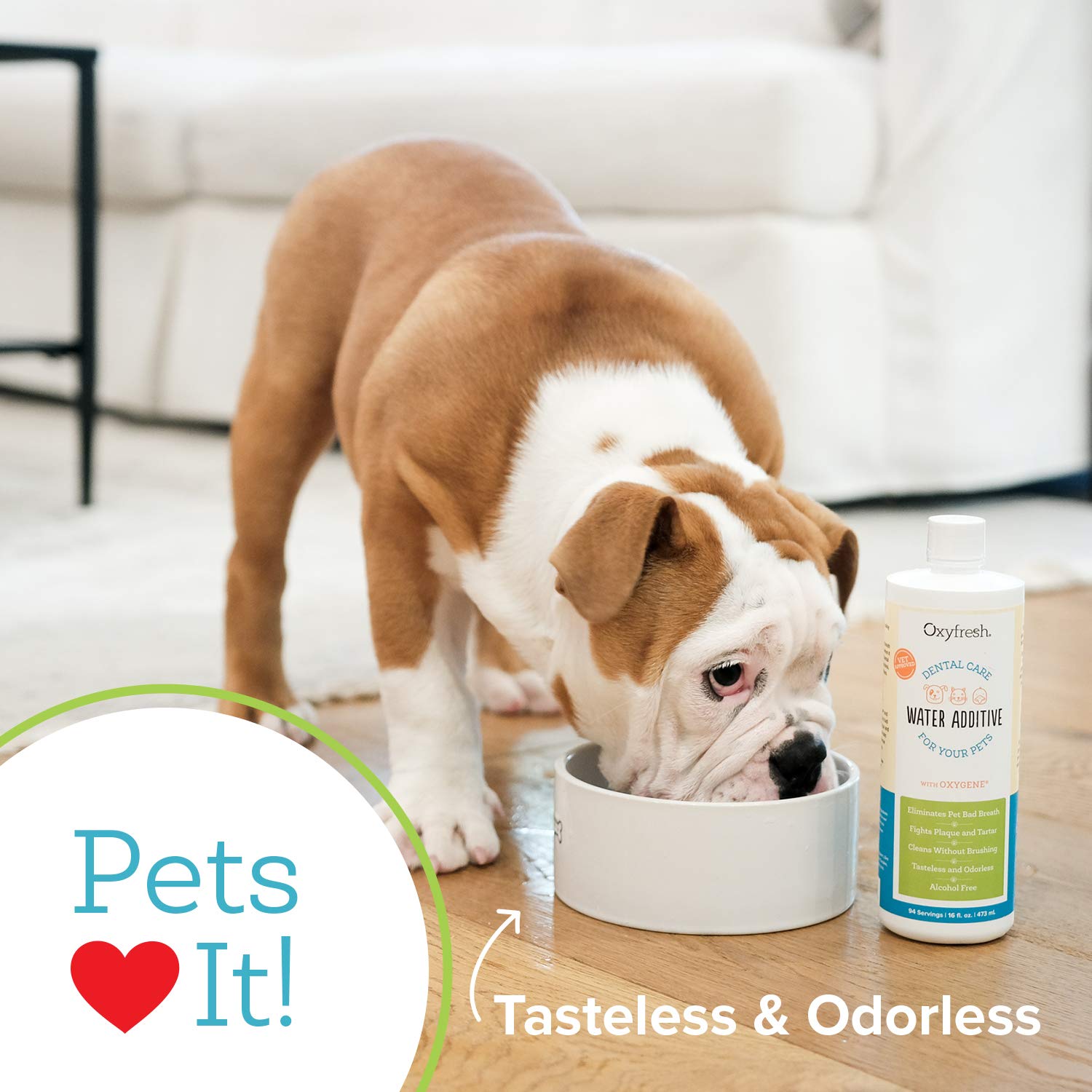Oxyfresh producido en EE. UU. con ingredientes de alta calidad para mascotas.