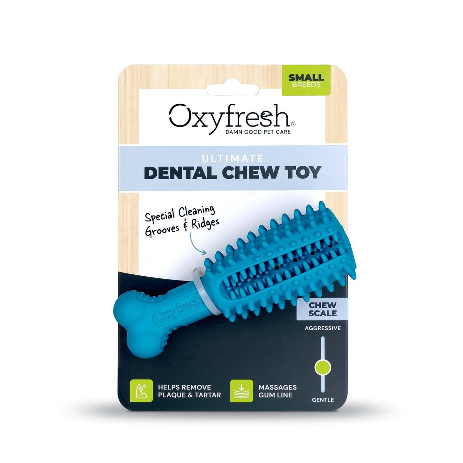 Oxyfresh Juguete dental para perro en uso, ayuda a limpieza suave al morder