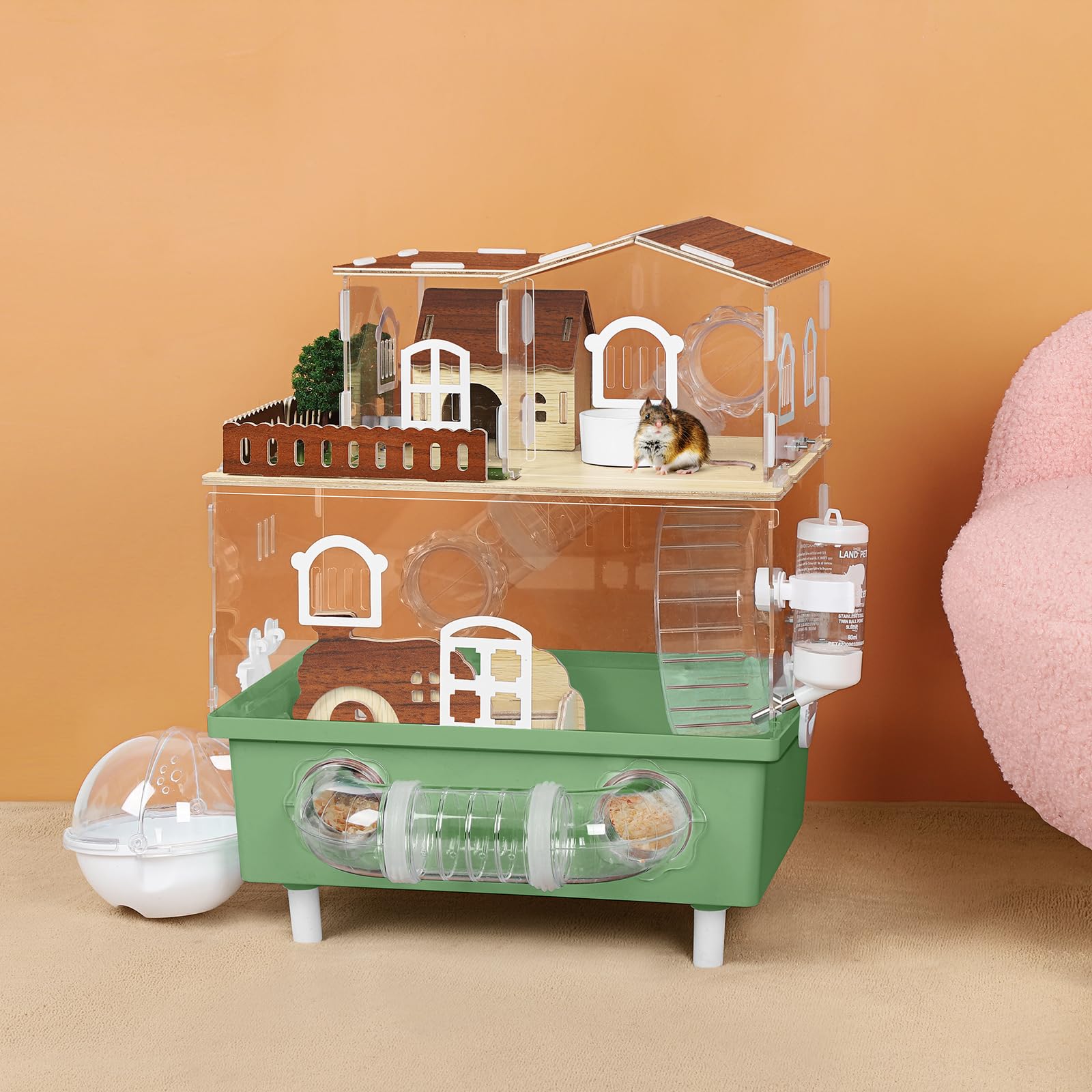 OYEAL jaula con dimensiones claras para dos hamsters pequeños