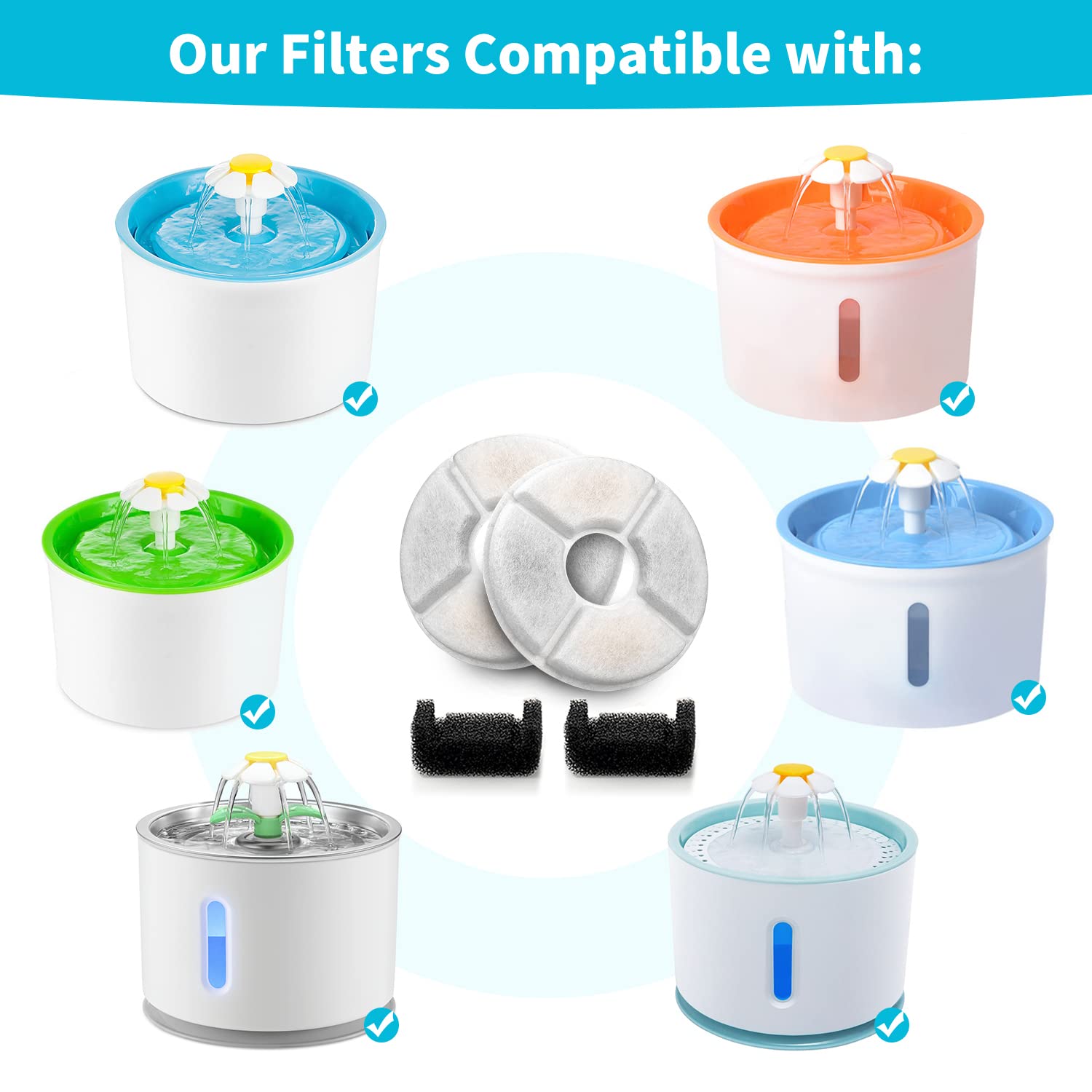 Conjunto de filtros OYES 8 piezas y esponjas prefiltrado para bomba duradera.