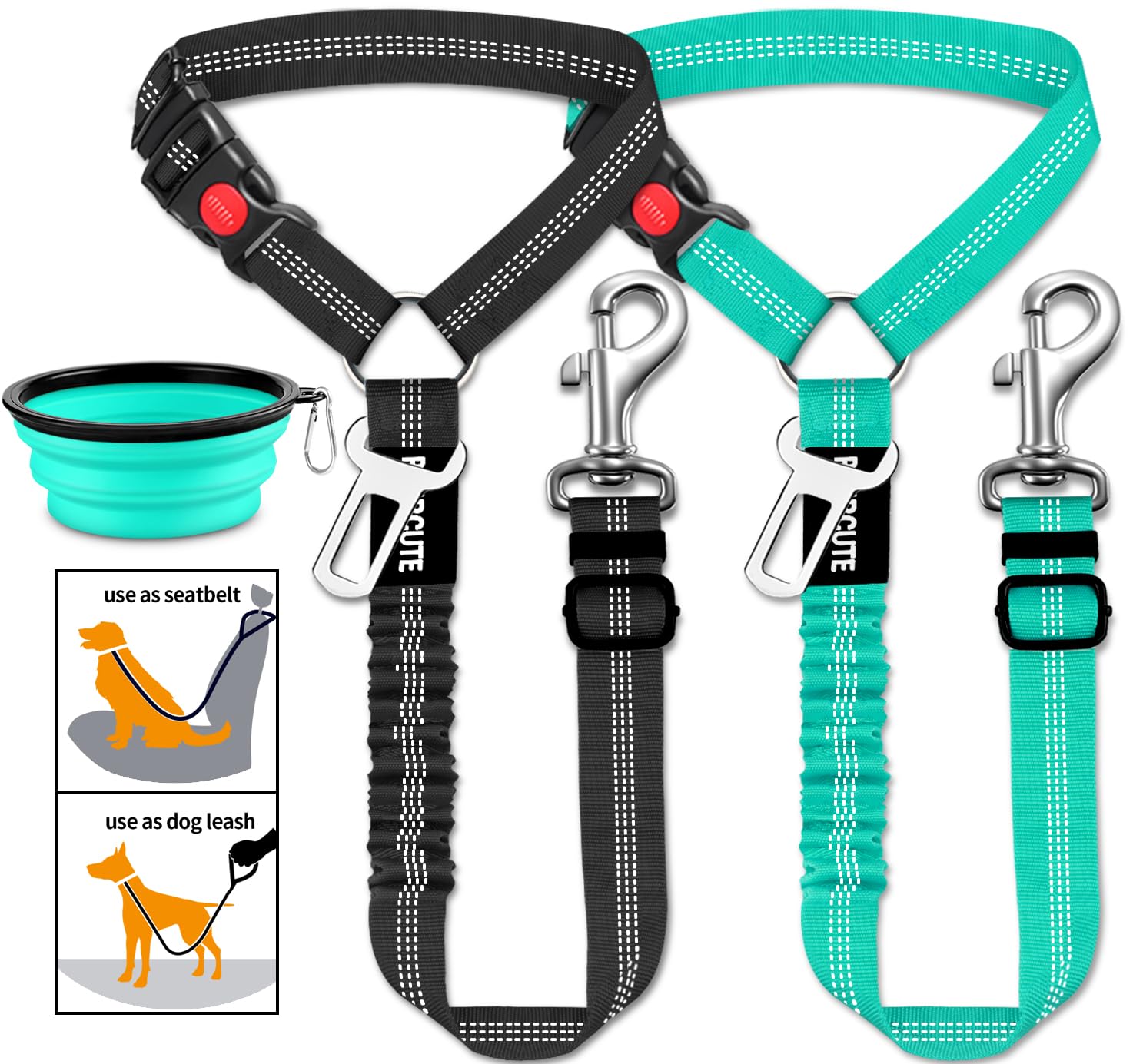 Paercute cinturon seguridad perro coche 3 en 1 para viaje seguro