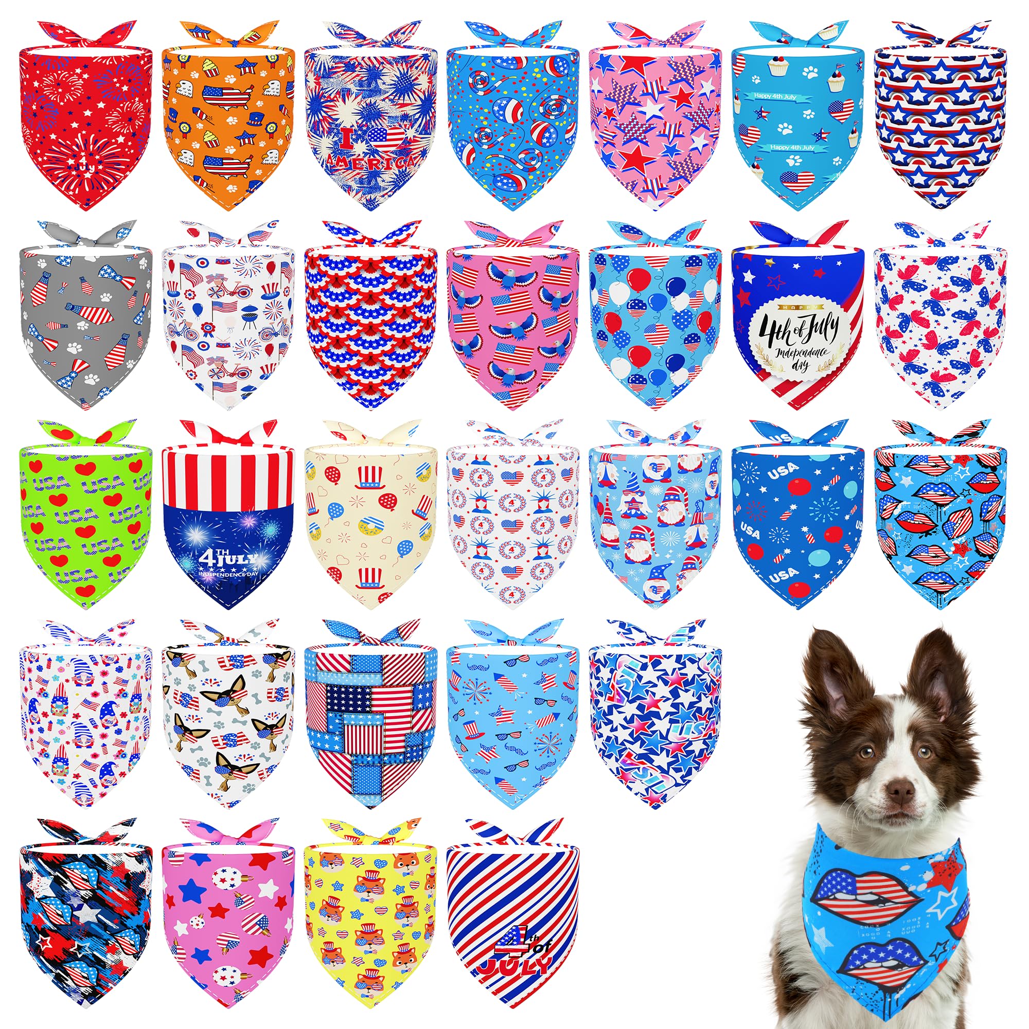 Bandana patriótica de Pai Sence para perro, ideal para desfiles y fiestas.