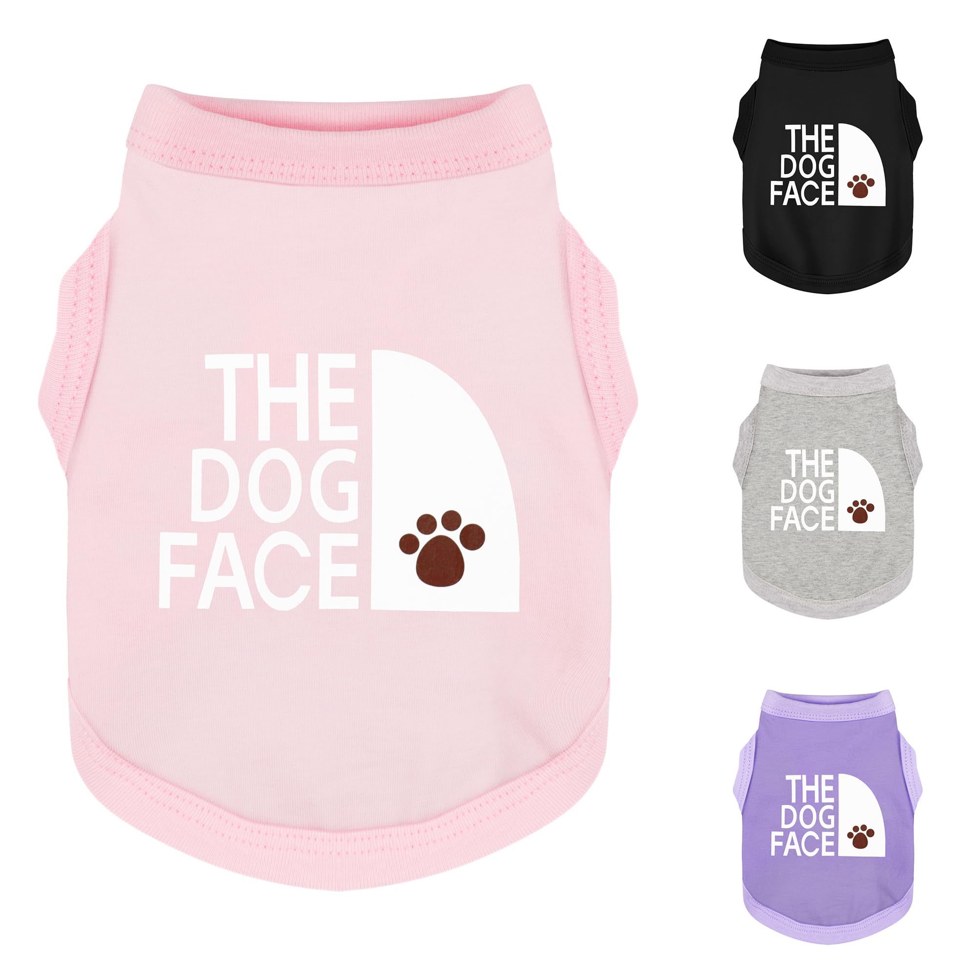 Paiaite camiseta para perro con cara del perro en rosa, ideal para salidas.