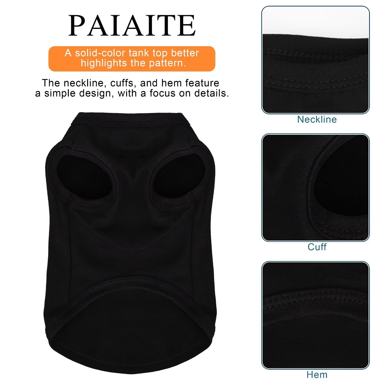 Camiseta Paiaite para perro, cuello redondeado, fácil de poner.