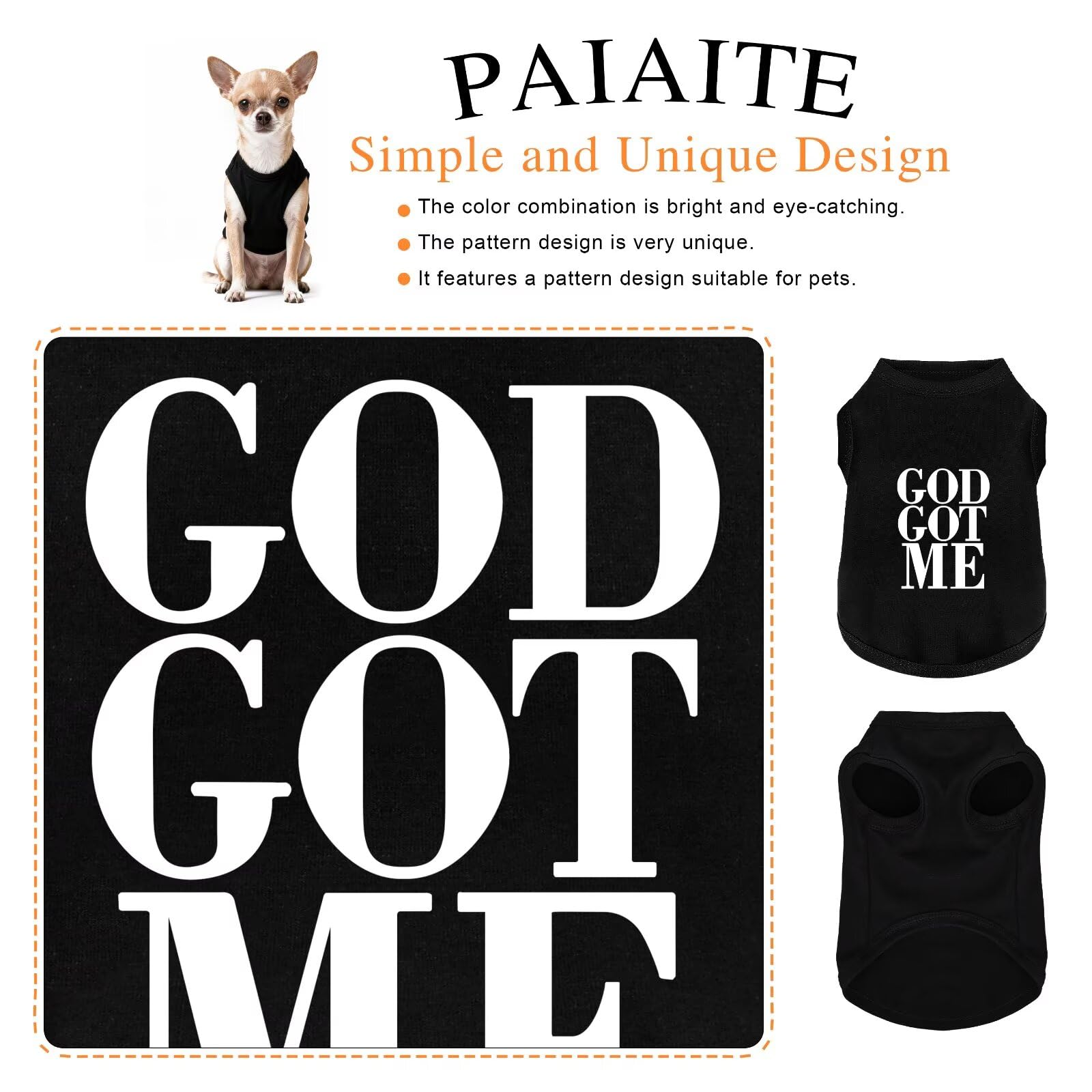 Paiaite camiseta perro detalles de costuras suaves, piel cómoda durante el uso.