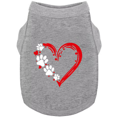 Paiaite camiseta canina sin mangas frente con corazón y zarpas, ideal para uso diario