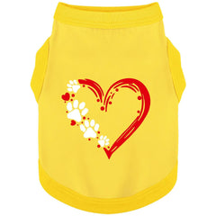 Paiaite camiseta para perros sin mangas con corazones y zarpas en amarillo, ideal para paseos.