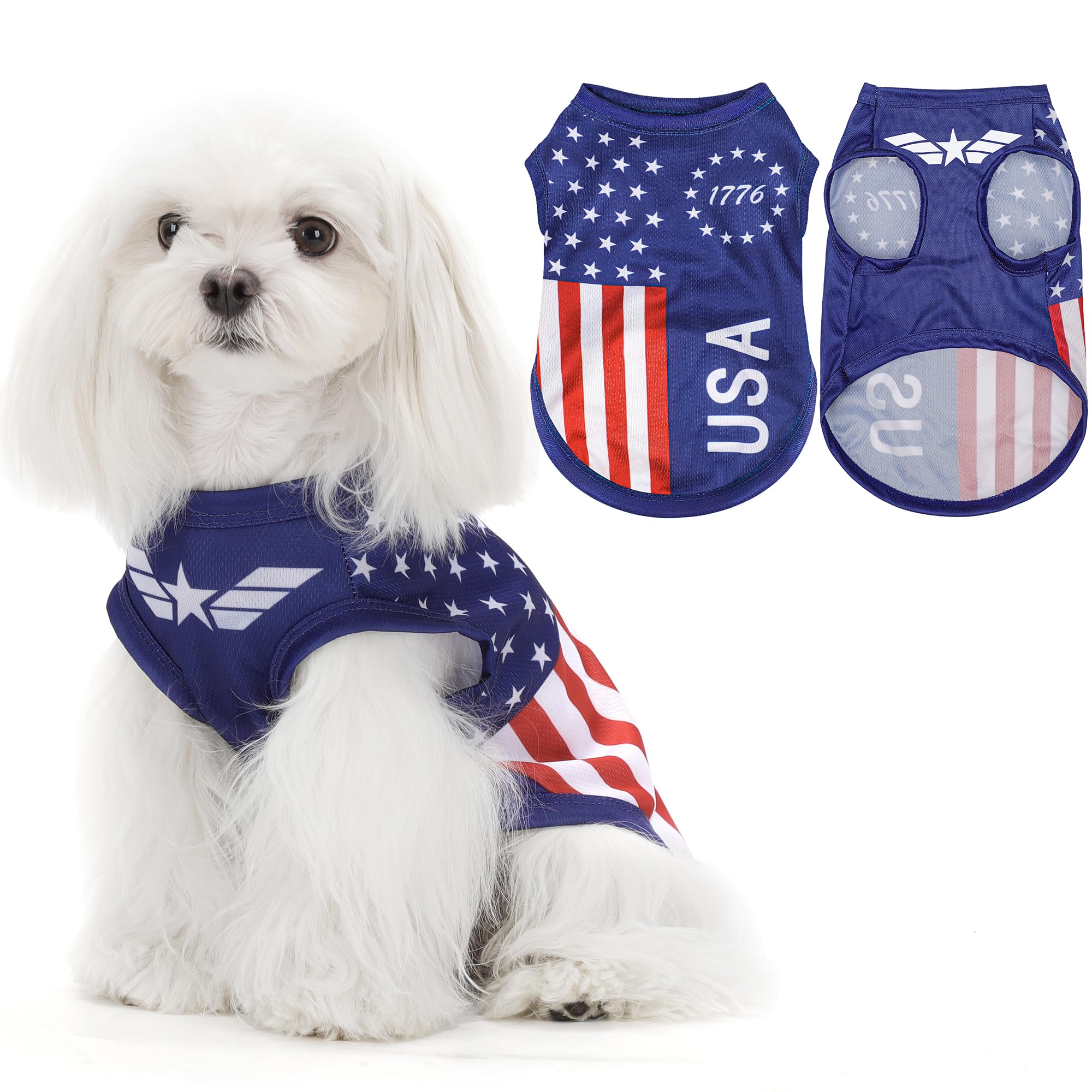 Chaleco Paiaite con bandera americana y rayas, diseño llamativo para paseos.
