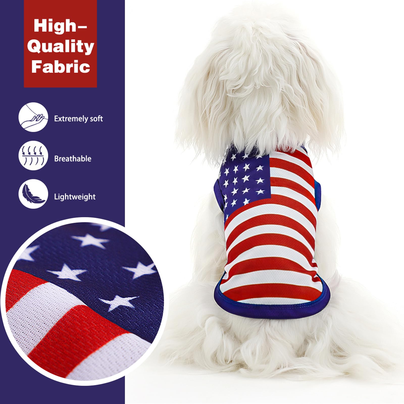 Paiaite chaleco para perro con bandera americana, tejido transpirable para mayor comodidad.