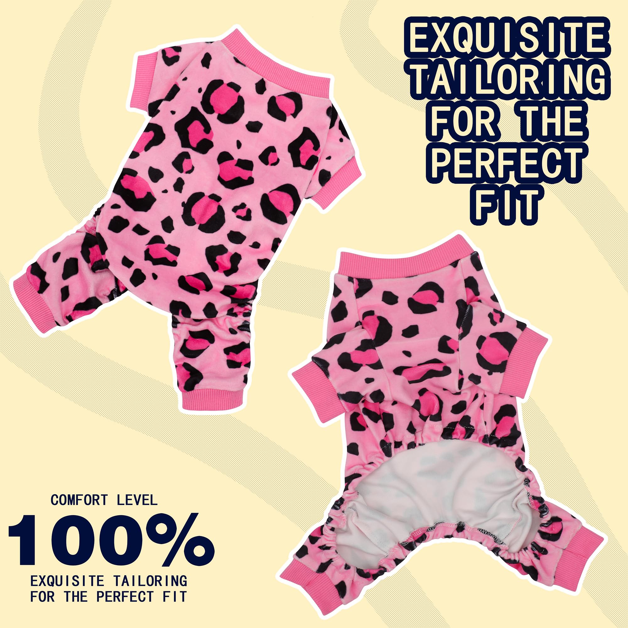Paiaite pijama perro rosa leopardo tejido elástico, libertad de movimiento