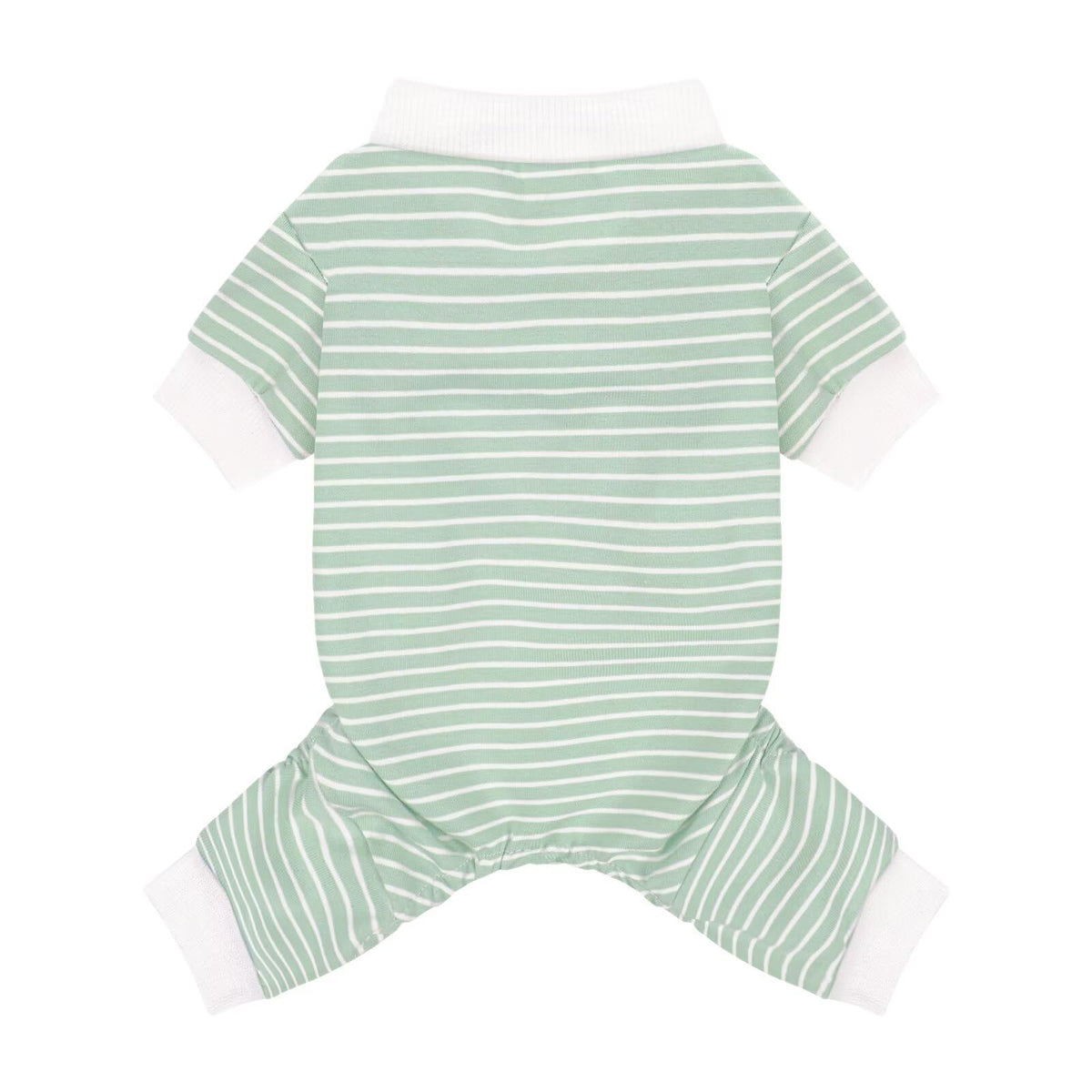 Paiaite pijamas para perro con rayas verdes, vista frontal, cómodo para dormir
