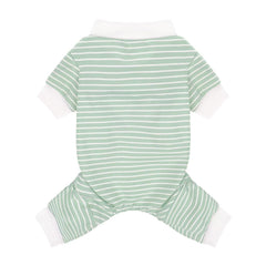 Paiaite pijamas para perro con rayas verdes, vista frontal, cómodo para dormir