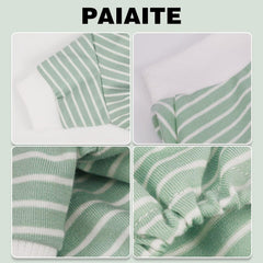 Paiaite pijamas para perro con rayas verdes para uso exterior