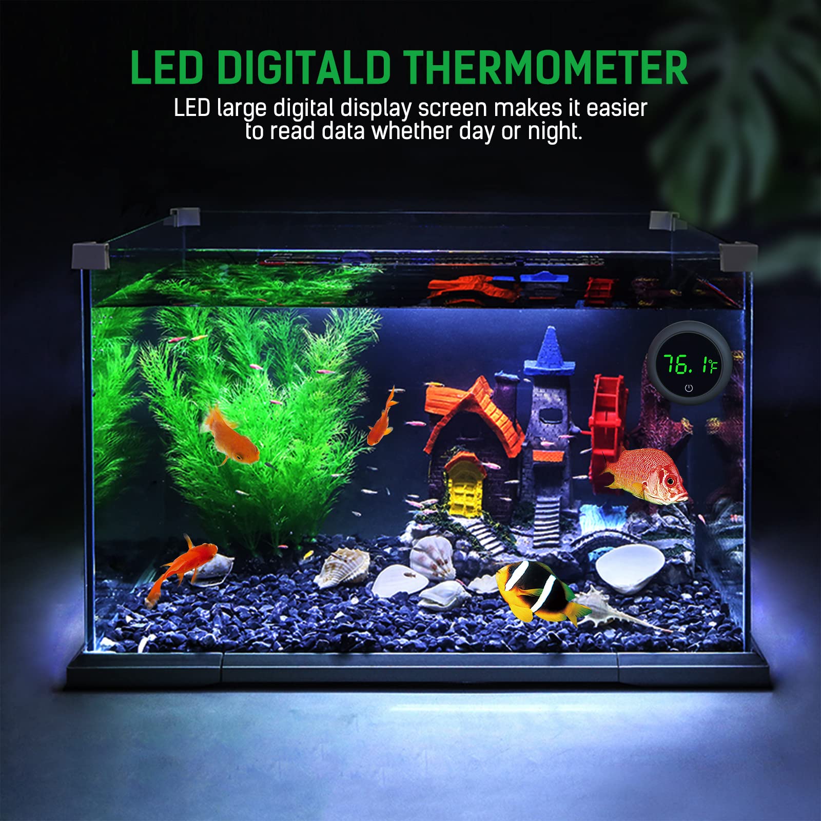 PAIZOO termómetro digital para acuario alta precisión 0,9 °F para lecturas estables.