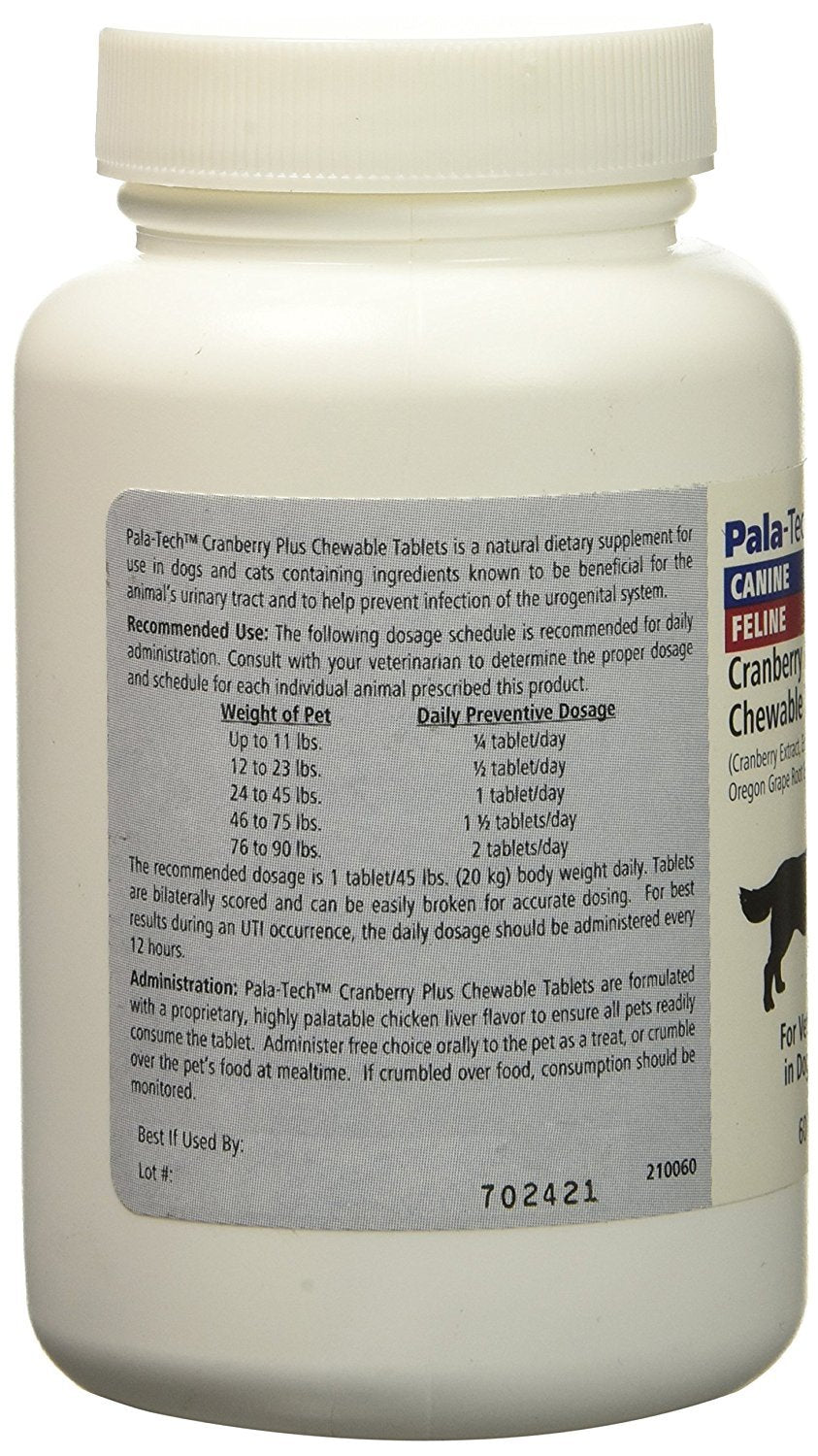 Pala Tech Cranberry Plus tabletas close-up, sabor natural a pollo para perros y gatos.