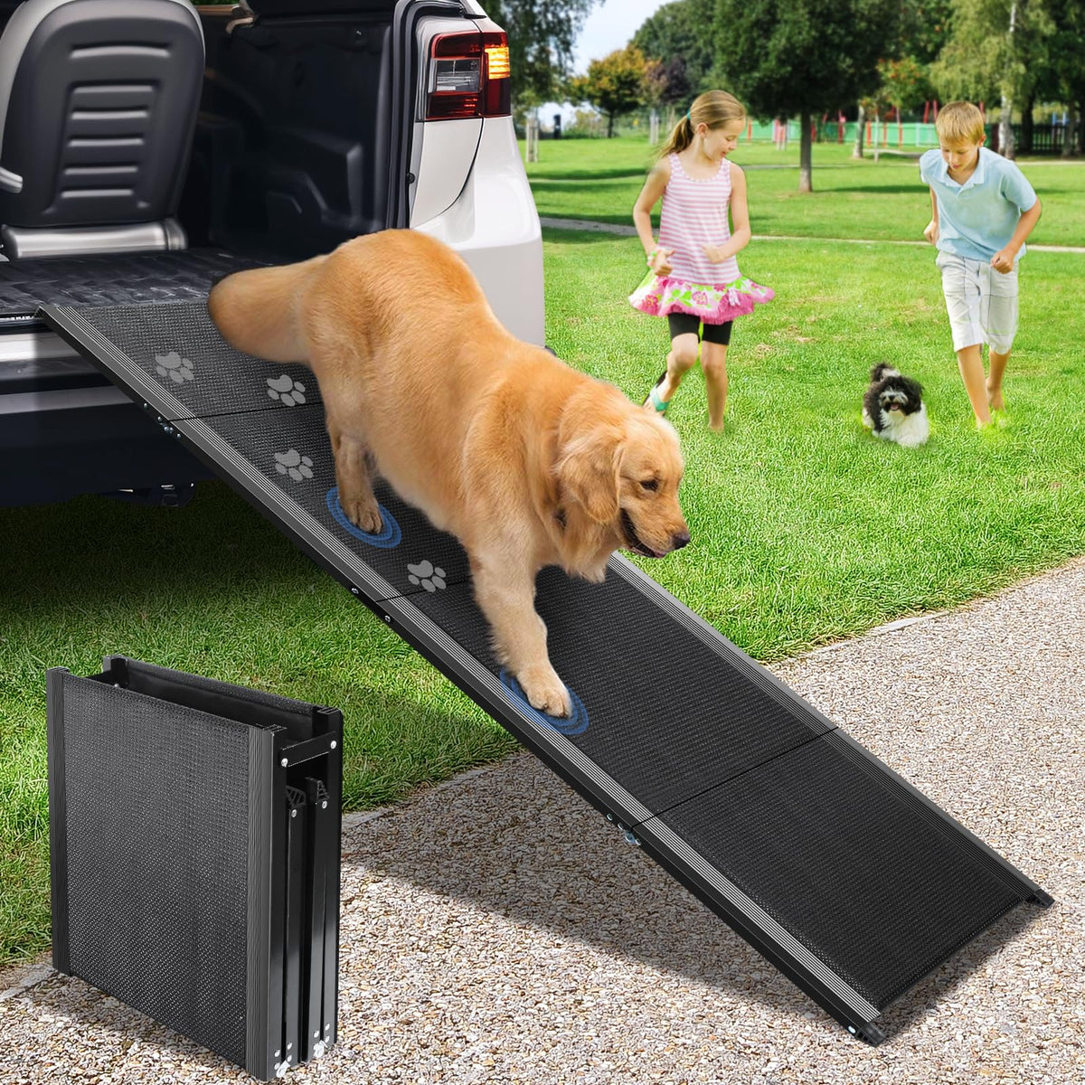 Rampa PALATALA para perros con superficie antideslizante, seguridad al subir al coche.