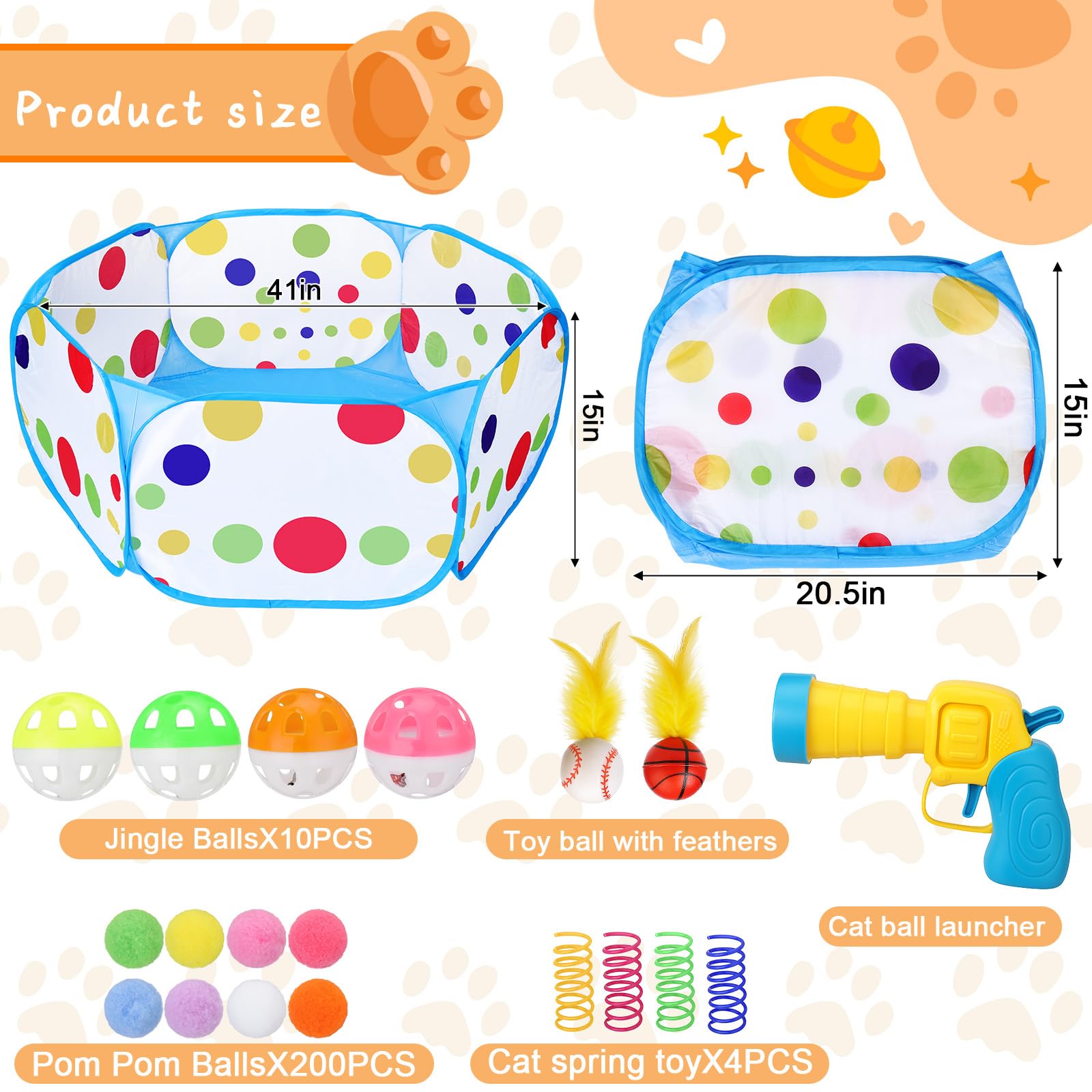 Palksky 200 pelotas pompón multicolor, estimulan juego y exploración del gato.
