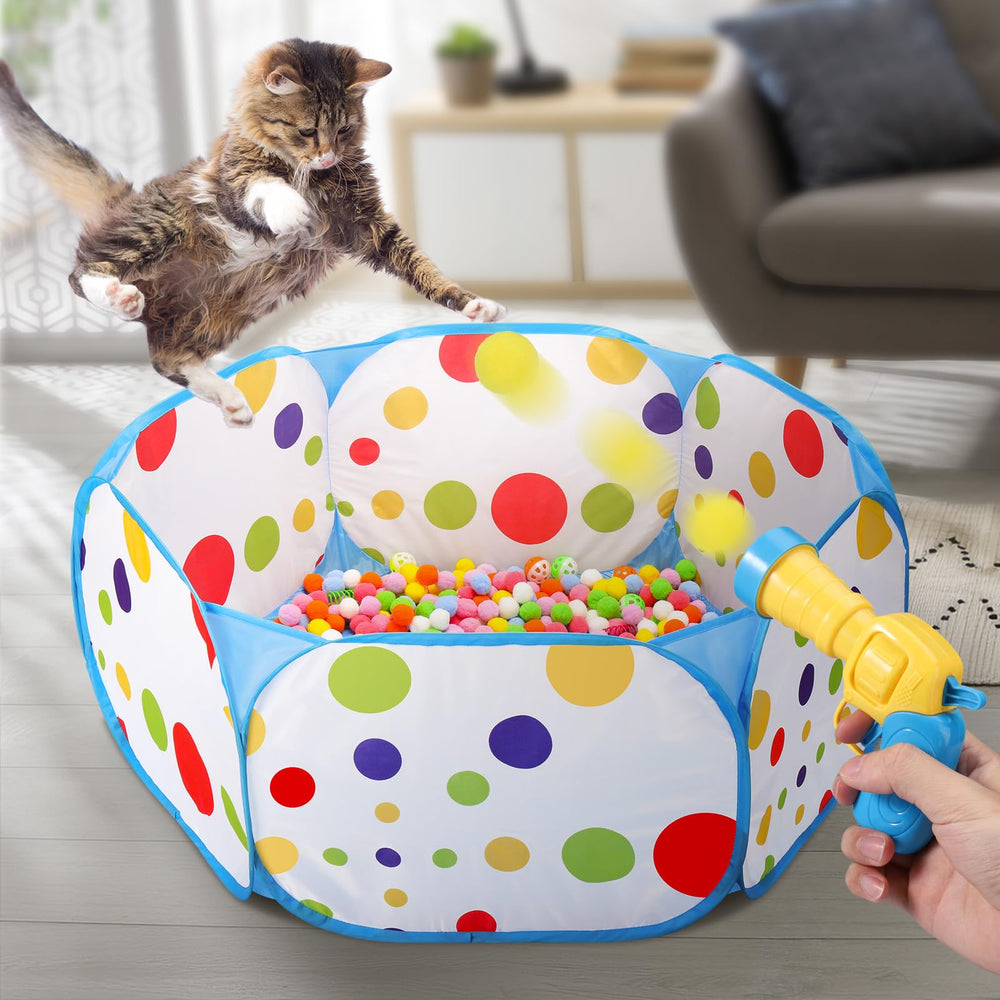Palksky lanzador de bolas para gatos, fomenta juego activo y enfoque.