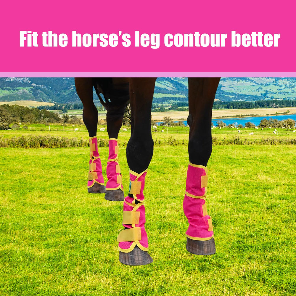 Botas Paloura para caballo naranja con malla ventilada, defensa contra insectos.