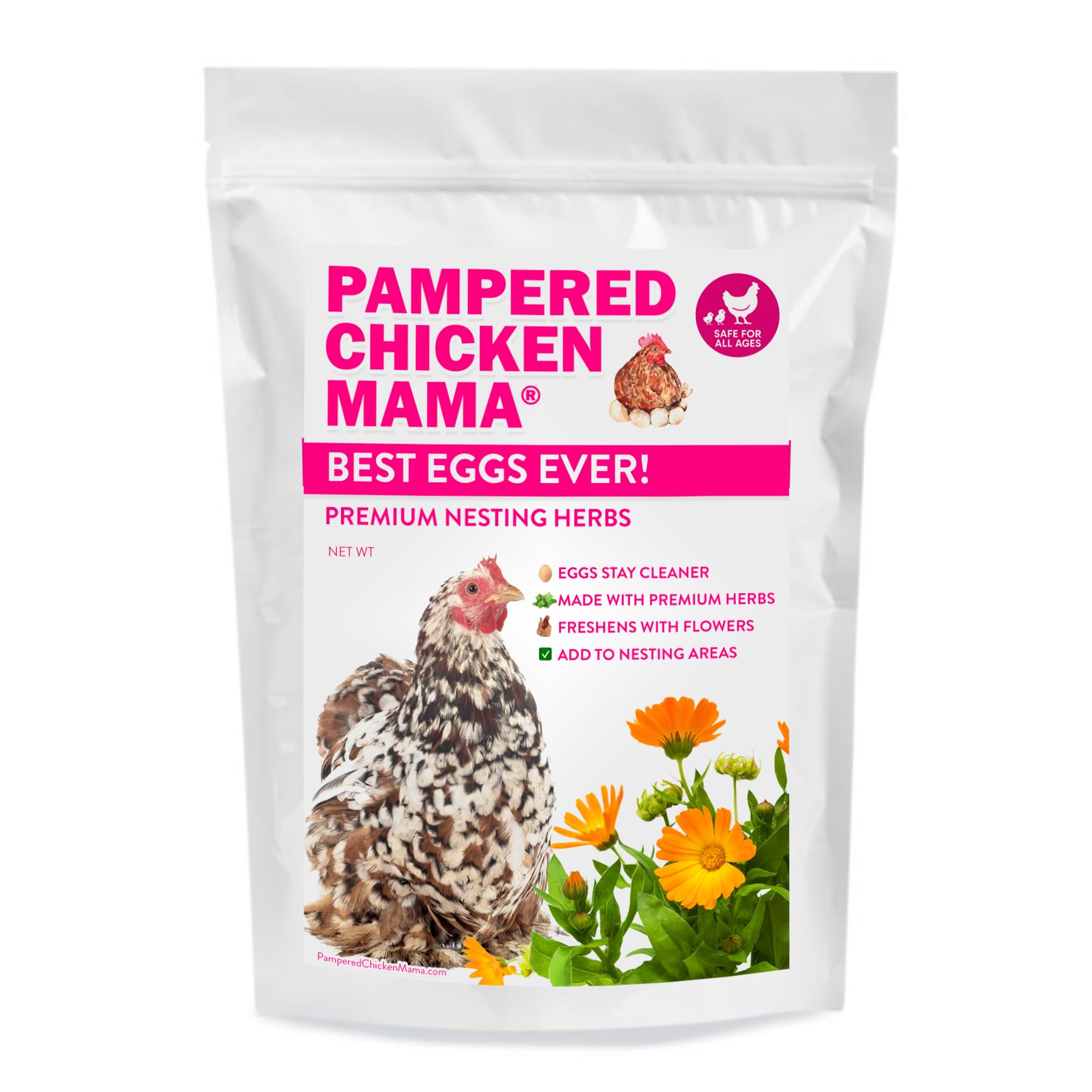 Pampered Chicken Mama: envase de 20 oz para dosificar fácilmente en el gallinero.