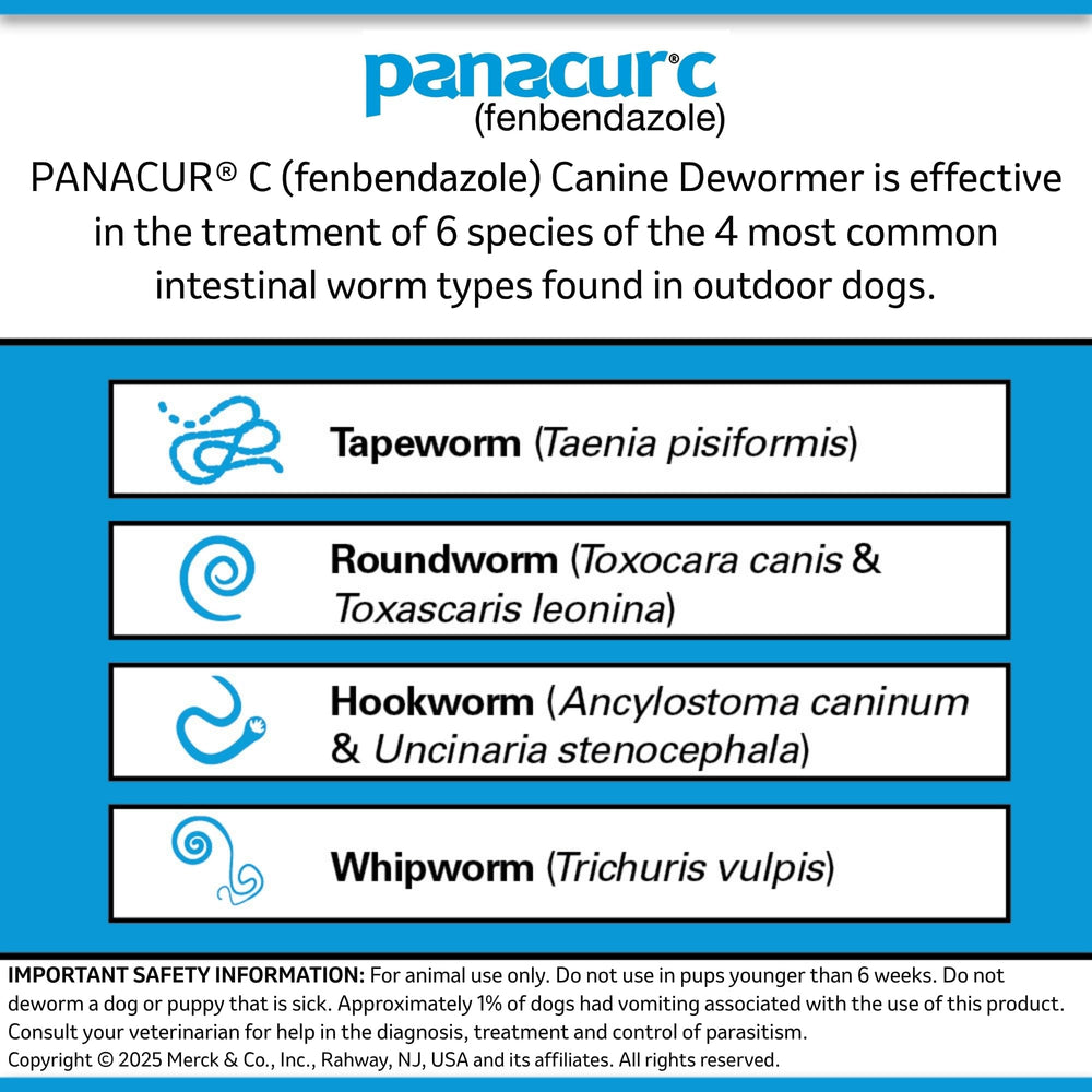 Panacur C, formato práctico para tratamiento de parásitos en perros.
