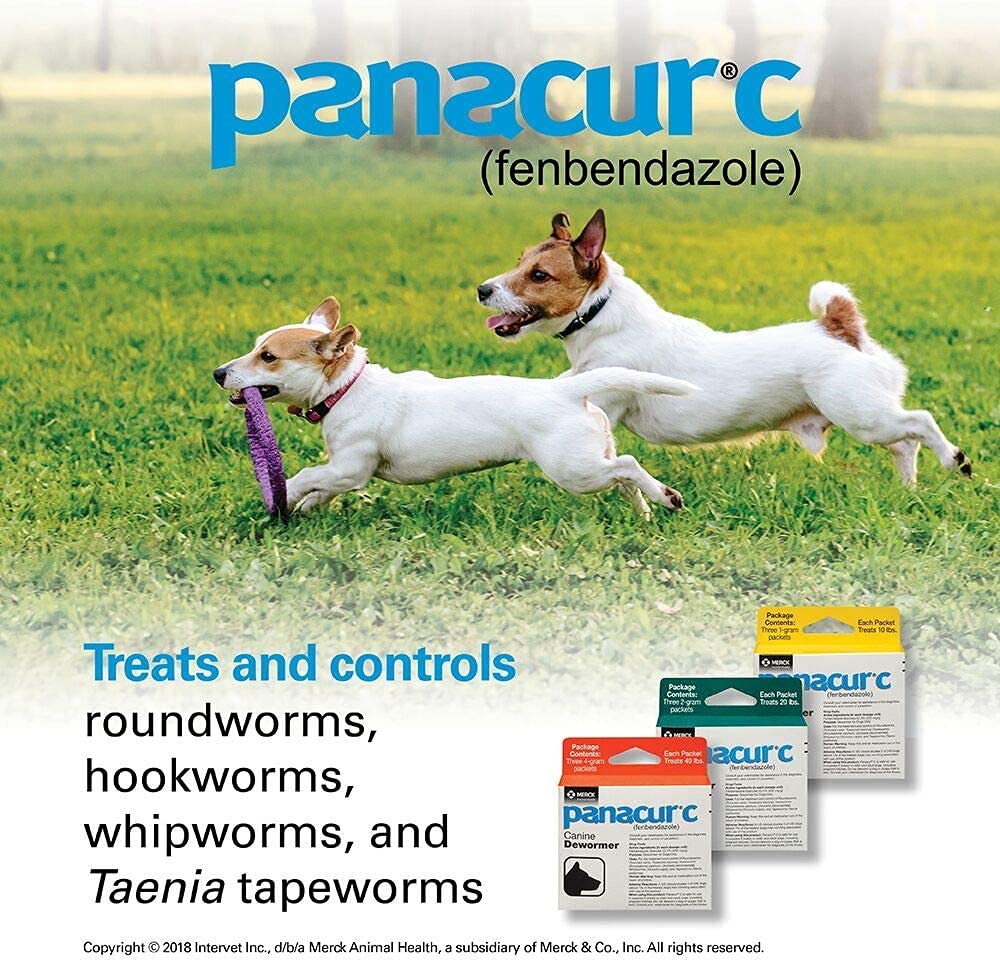 Detalle de empaque Panacur C para perros, 3 paquetes para tratamiento amplio
