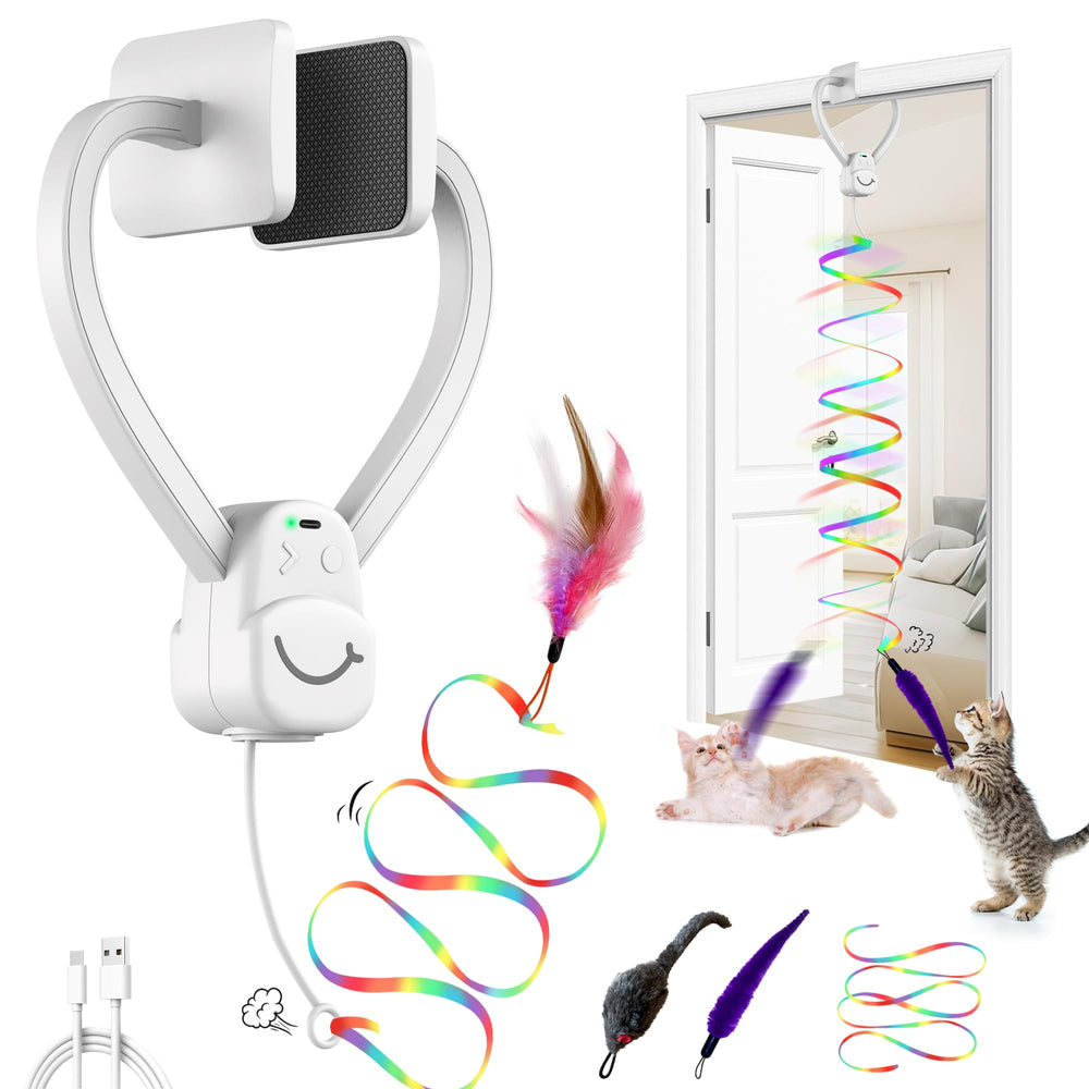 PANRIO juguete interactivo para gato colgante en la puerta, fomenta ejercicio diario.