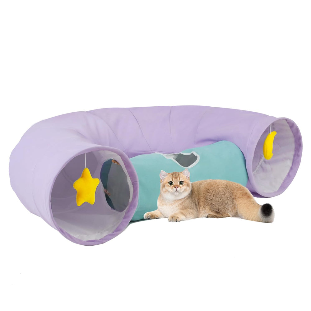 PAOPO túnel para gato grande y curvo facilita juego y descanso.