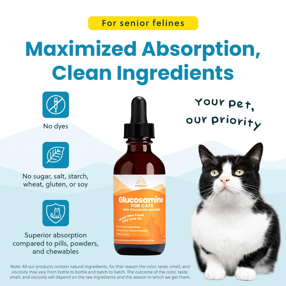 Paramount Glucosamina para gatos, sabor neutro que no altera la comida.