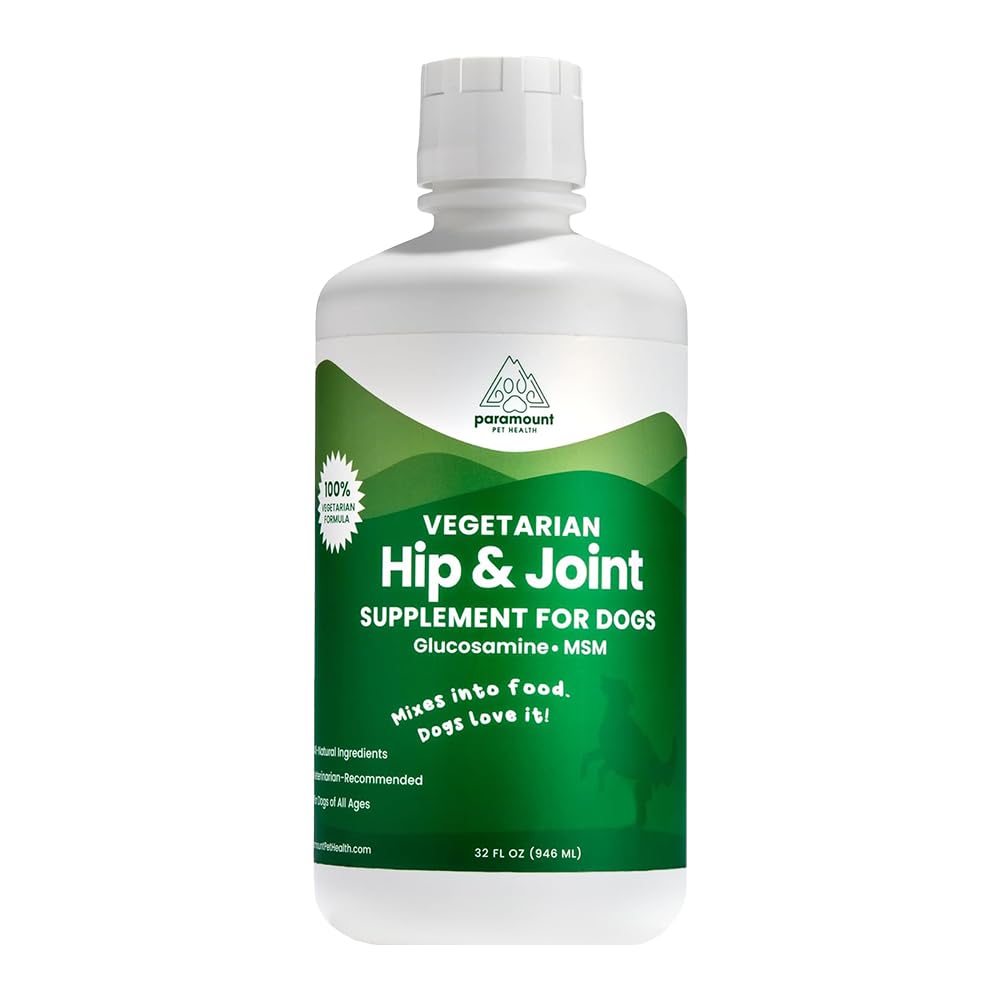 Paramount Pet Health glucosamina líquida para perros en frasco, apoya movilidad diaria.
